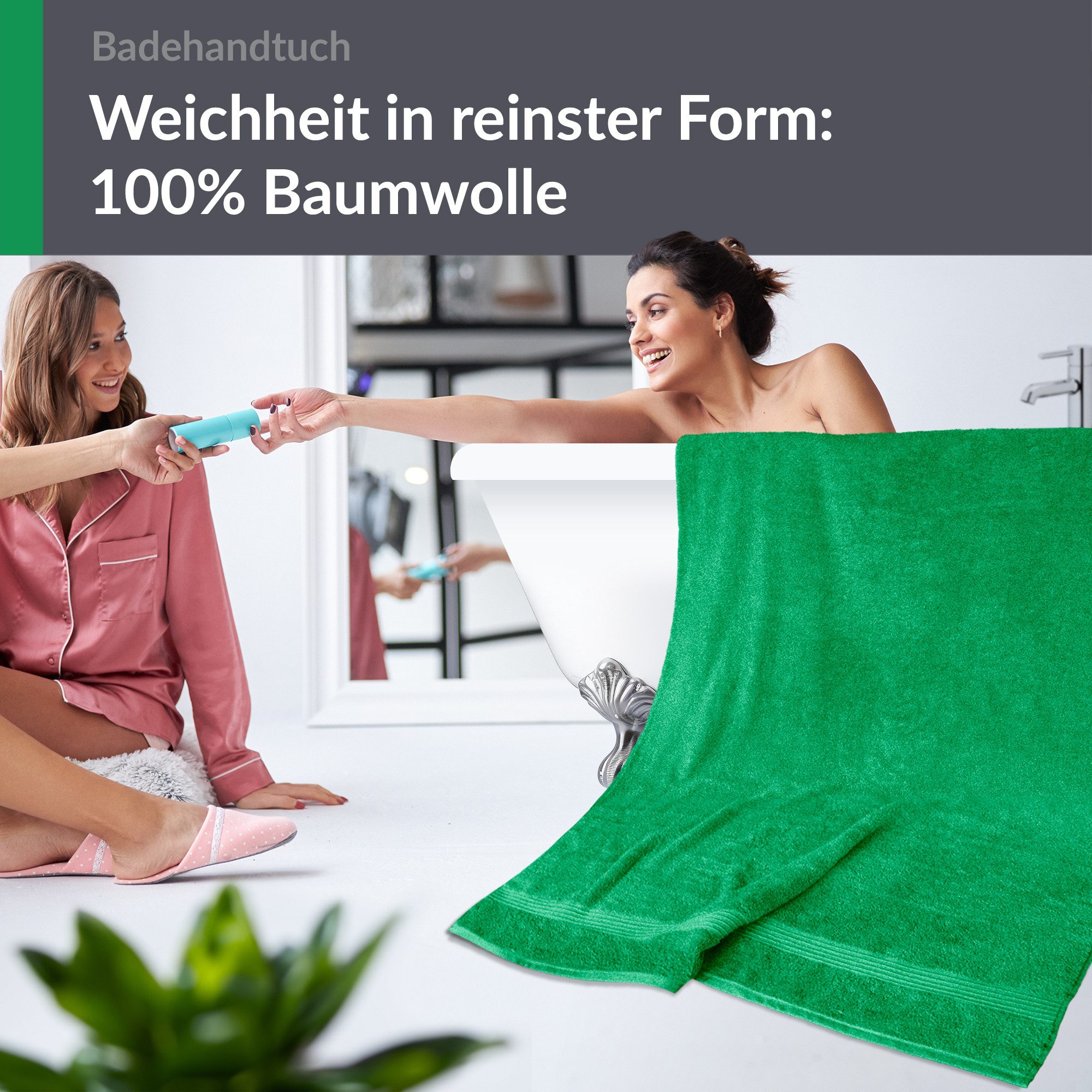 Lashuma Badetuch - Badehandtuch Linz, Frottee (1-St), Handtuch groß 100x150 grün