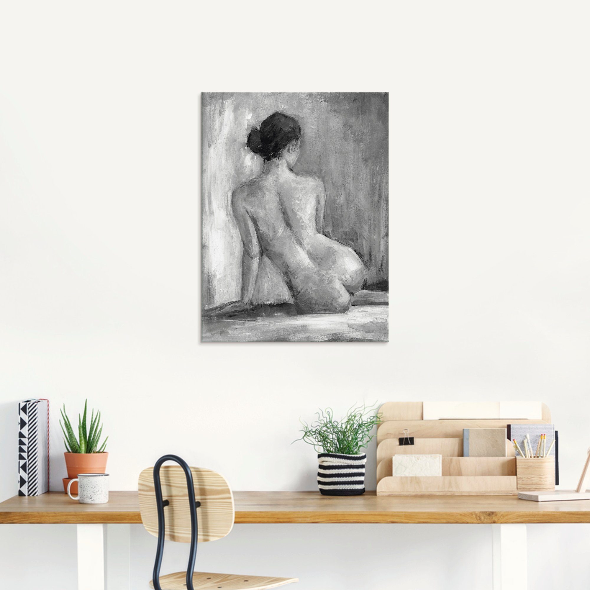 Artland Glasbild Frau in verschiedenen St), Figur Größen I, weiß & (1 in schwarz