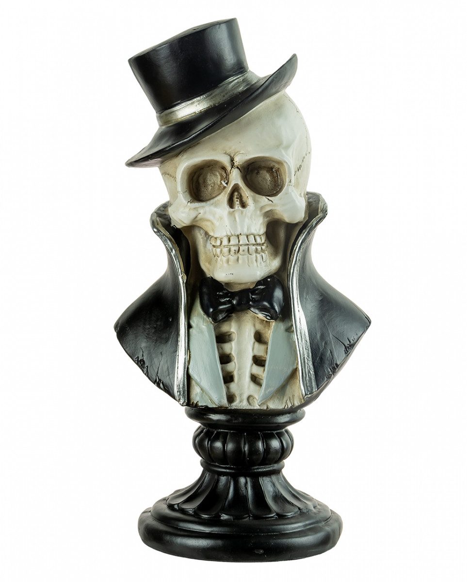 Dekofigur Mister Skelett Büste mit Frack & Hut 26,5cm
