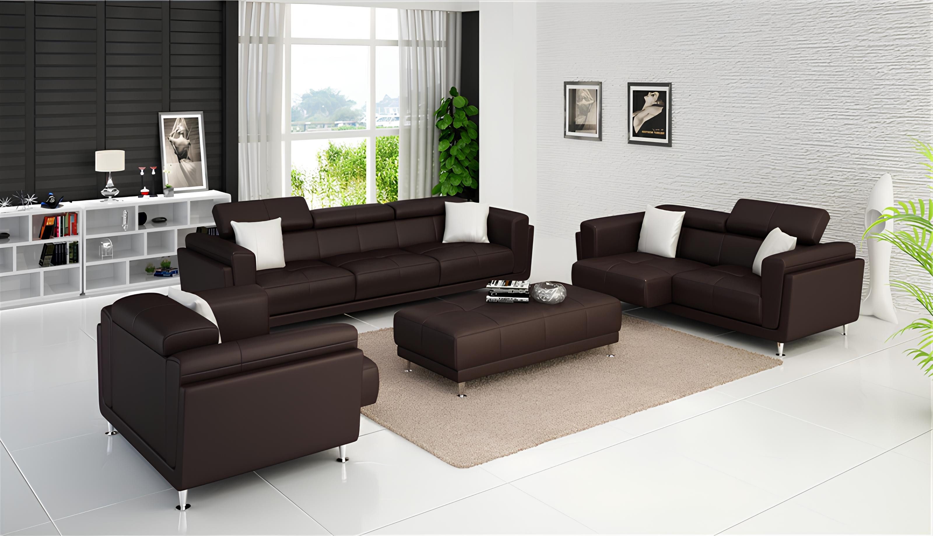 Xlmoebel Polstergarnitur Sofaset aus Leder mit 3-2-1 Sitzplätzen in modernem Design 3 Teile, (3-tlg., Sofagarnitur 3+2+1 Sitzer), Hergestellt in Europa