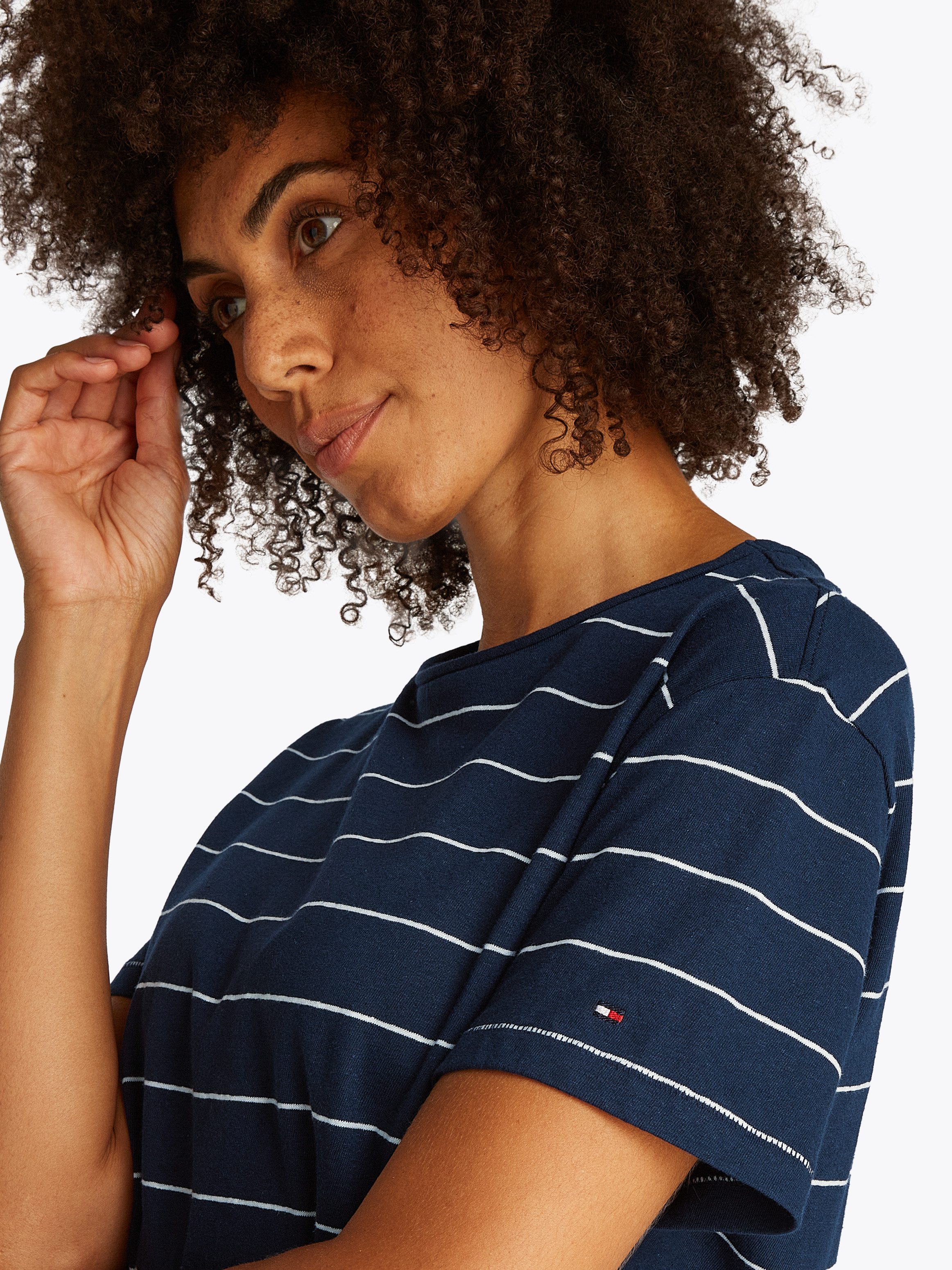 Tommy Hilfiger Kurzarmshirt MODERN CO LINEN C-NK SS mit Streifenmuster,kühl günstig online kaufen