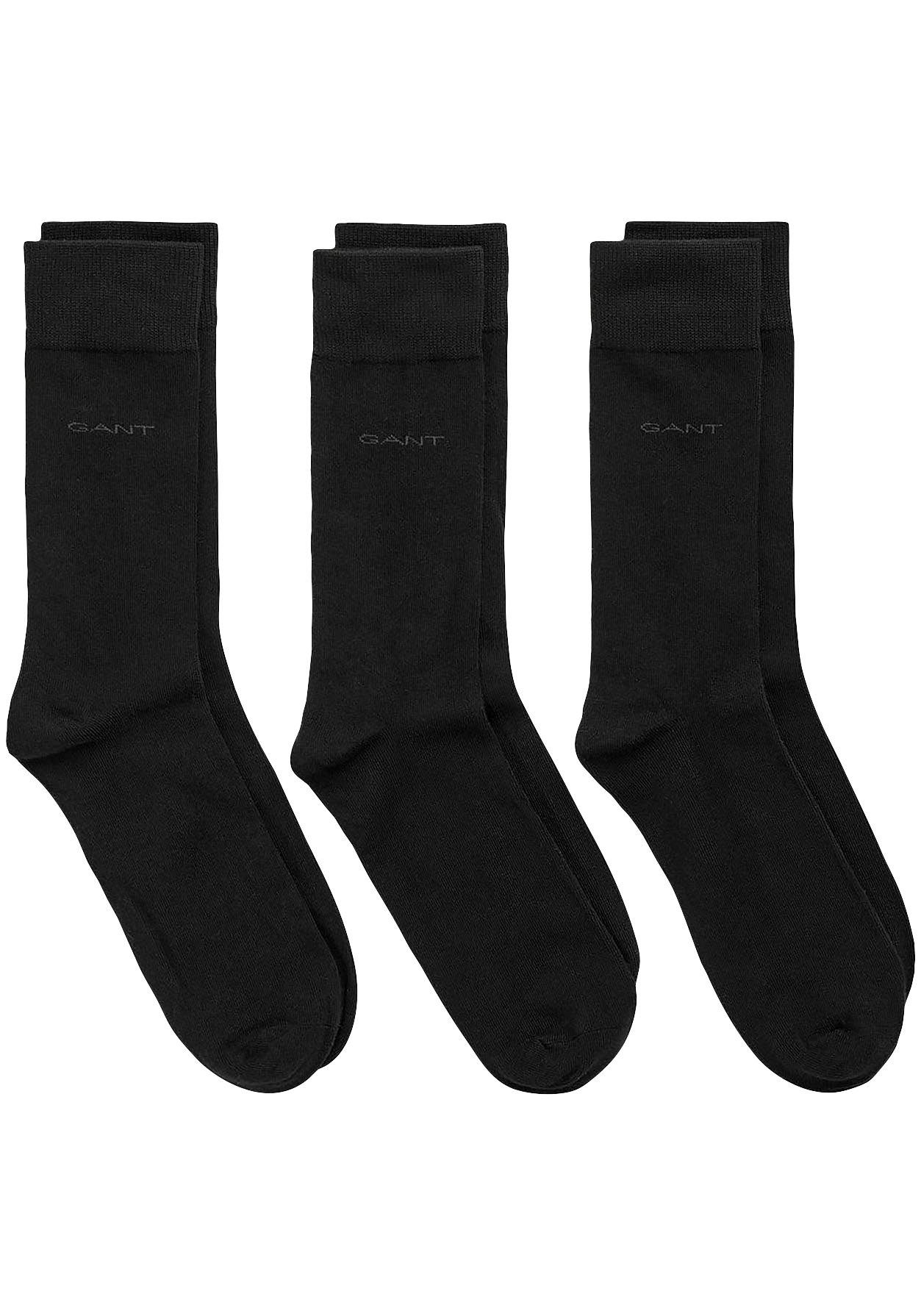 Gant Basicsocken SOFT COTTON SOCKS 3-PACK (Packung, 3-Paar, 3) mit Logodruck am Knöchel black