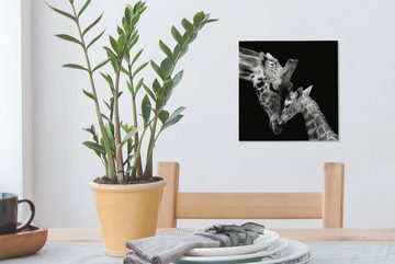 OneMillionCanvasses® Leinwandbild Giraffe - Wildtiere - Porträt - Schwarz-Weiß, (1 St), Leinwand Bilder für Wohnzimmer Schlafzimmer