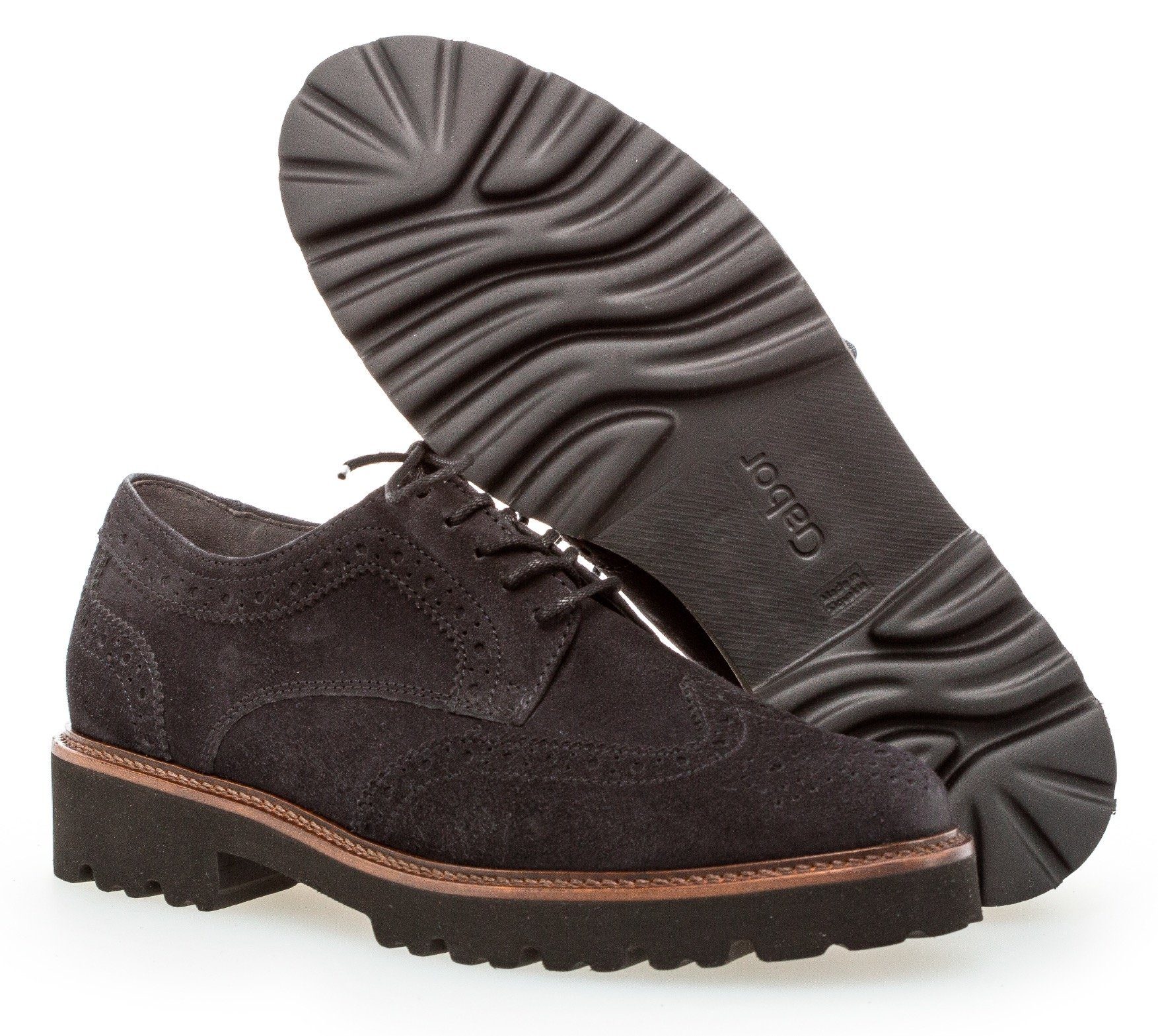 Gabor Schnürschuh mit dezenter Lyralochung, Freizeitschuh, Halbschuh, Schnürschuh