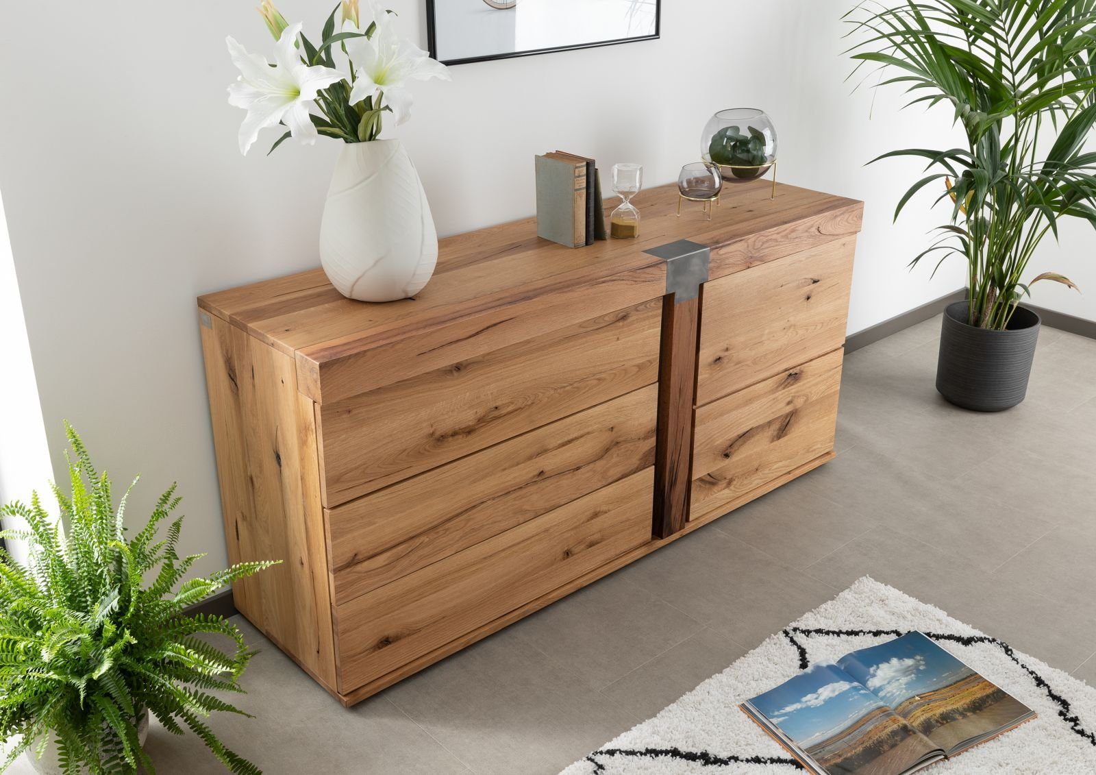 Massivmoebel24 Sideboard NEW AMSTERDAM (Massivholz), Wildeiche / Zerreiche 160x45x75 natur NEW AMSTERDAM #10