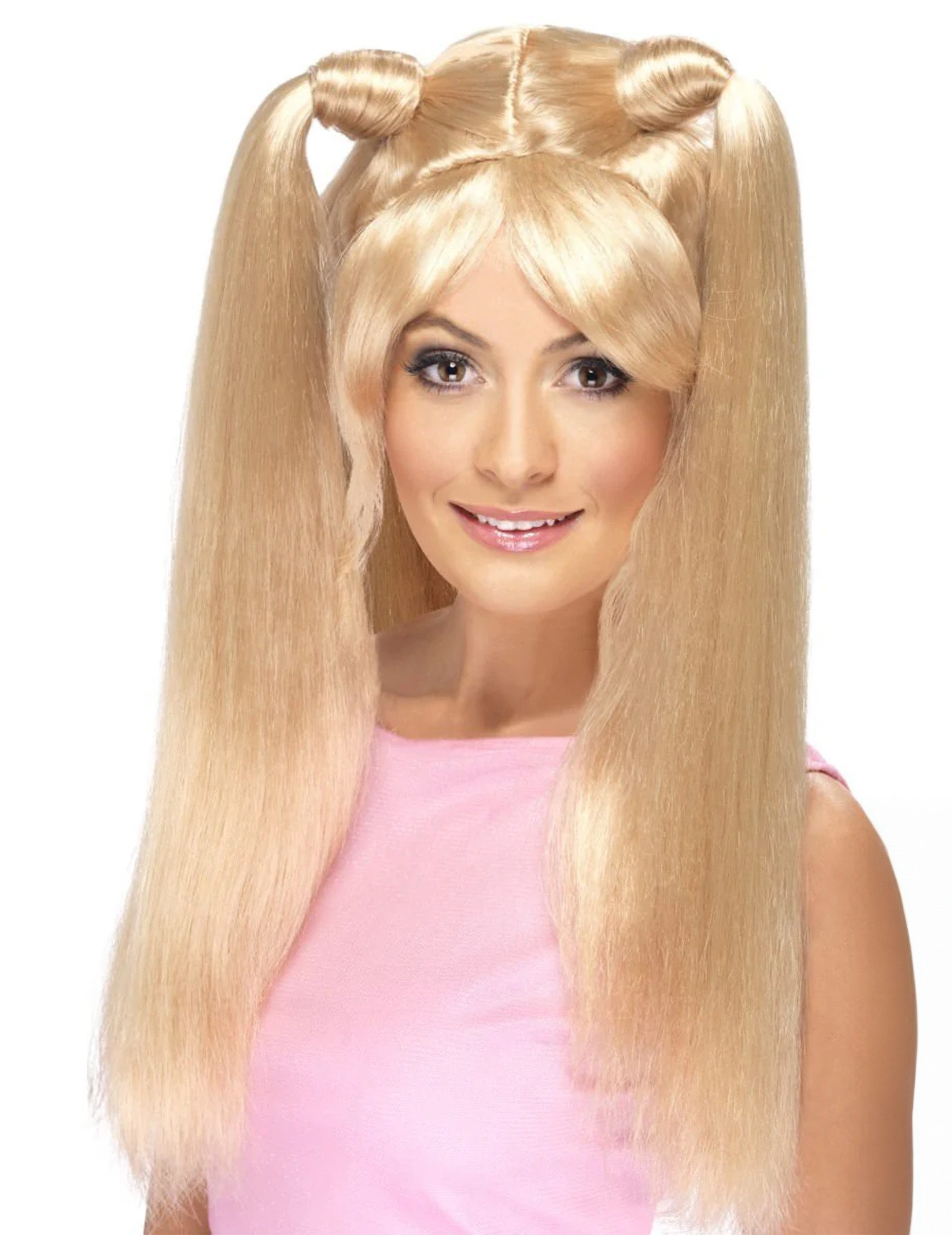 Kostüm 90er Popstar Perücke Zöpfe lang blond