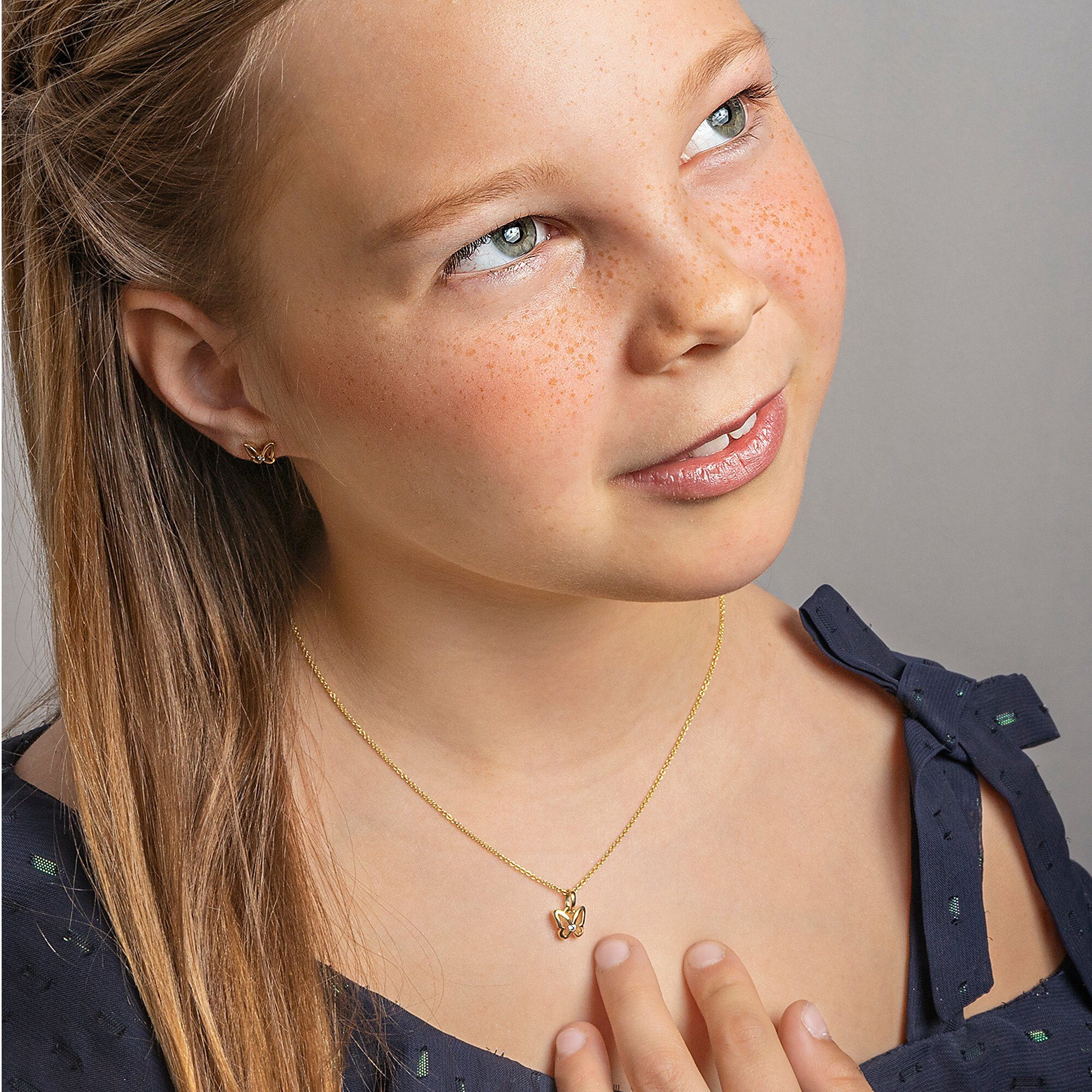 ONE ELEMENT Kettenanhänger Schmuck Anhänger Schmetterling aus Damen Gelbgold, 333 Zirkonia Schmetterling Gold