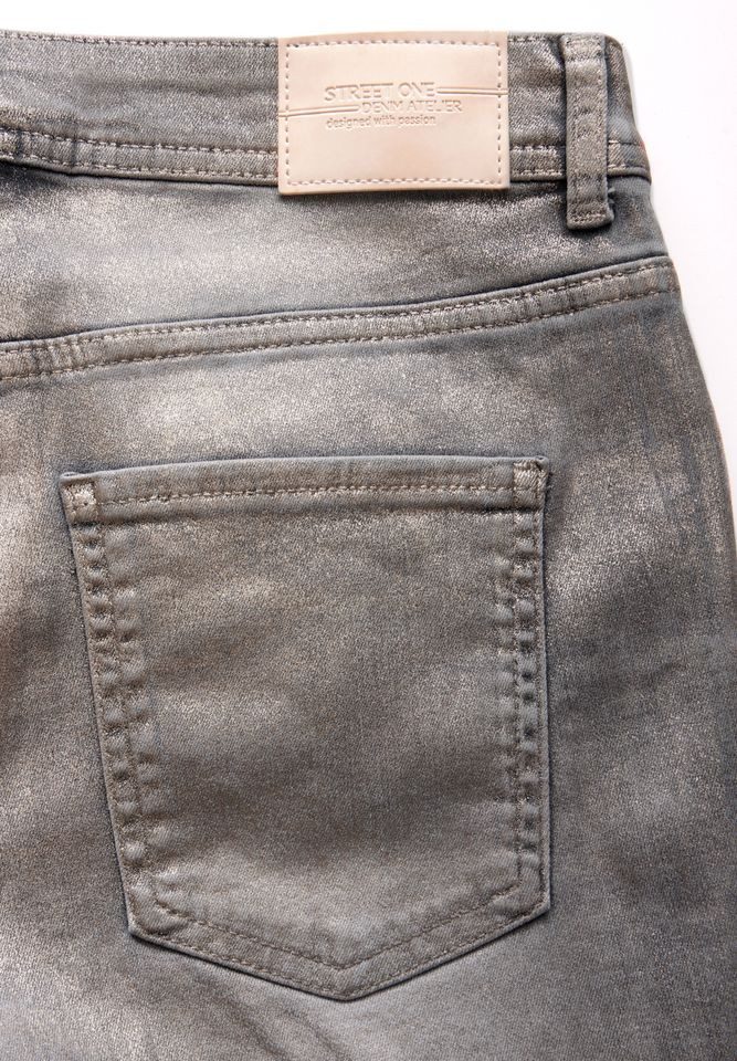 STREET ONE Stoffhose – Beschichtete Slim günstig online kaufen