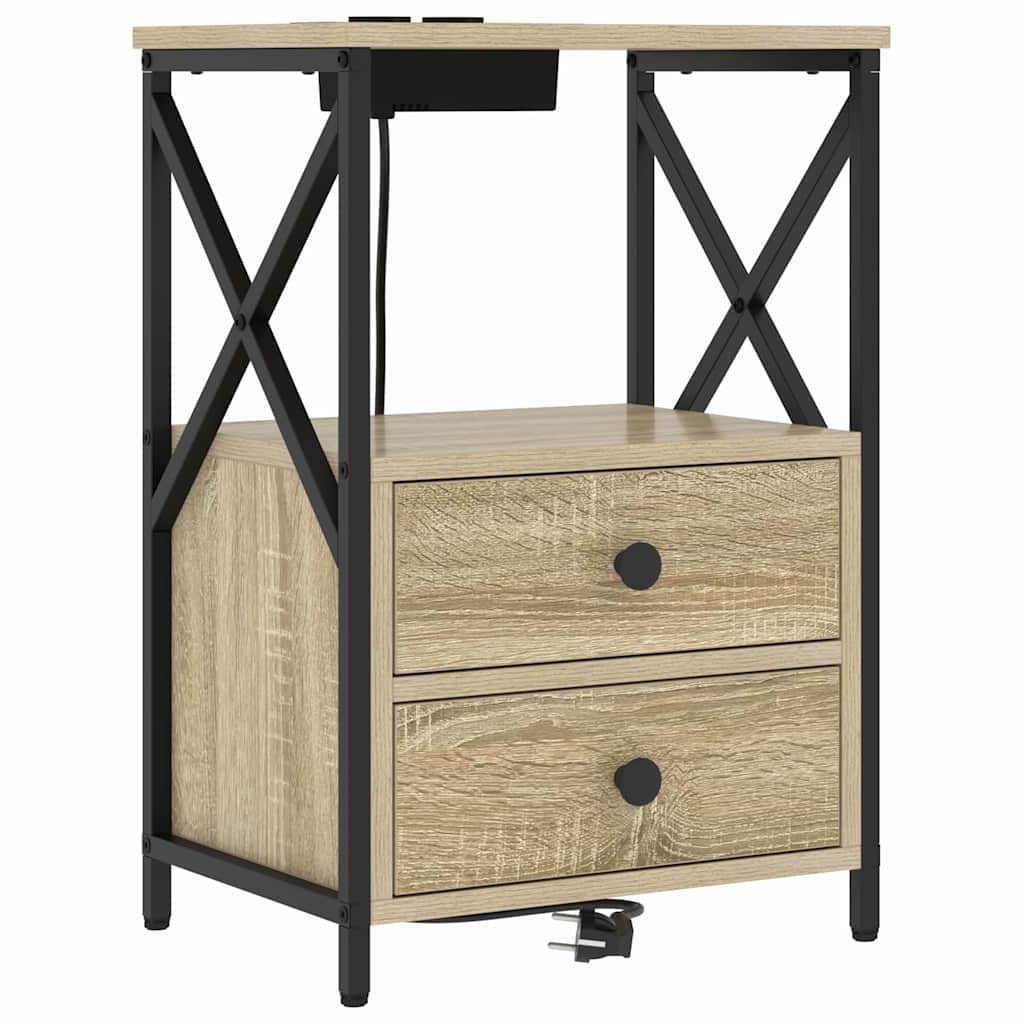 vidaXL Nachttisch Nachttisch 2 stk. Sonoma-Eiche 40 x 31 x 60 cm Holzwerkstoff (2-St) – Bild 5 von 5