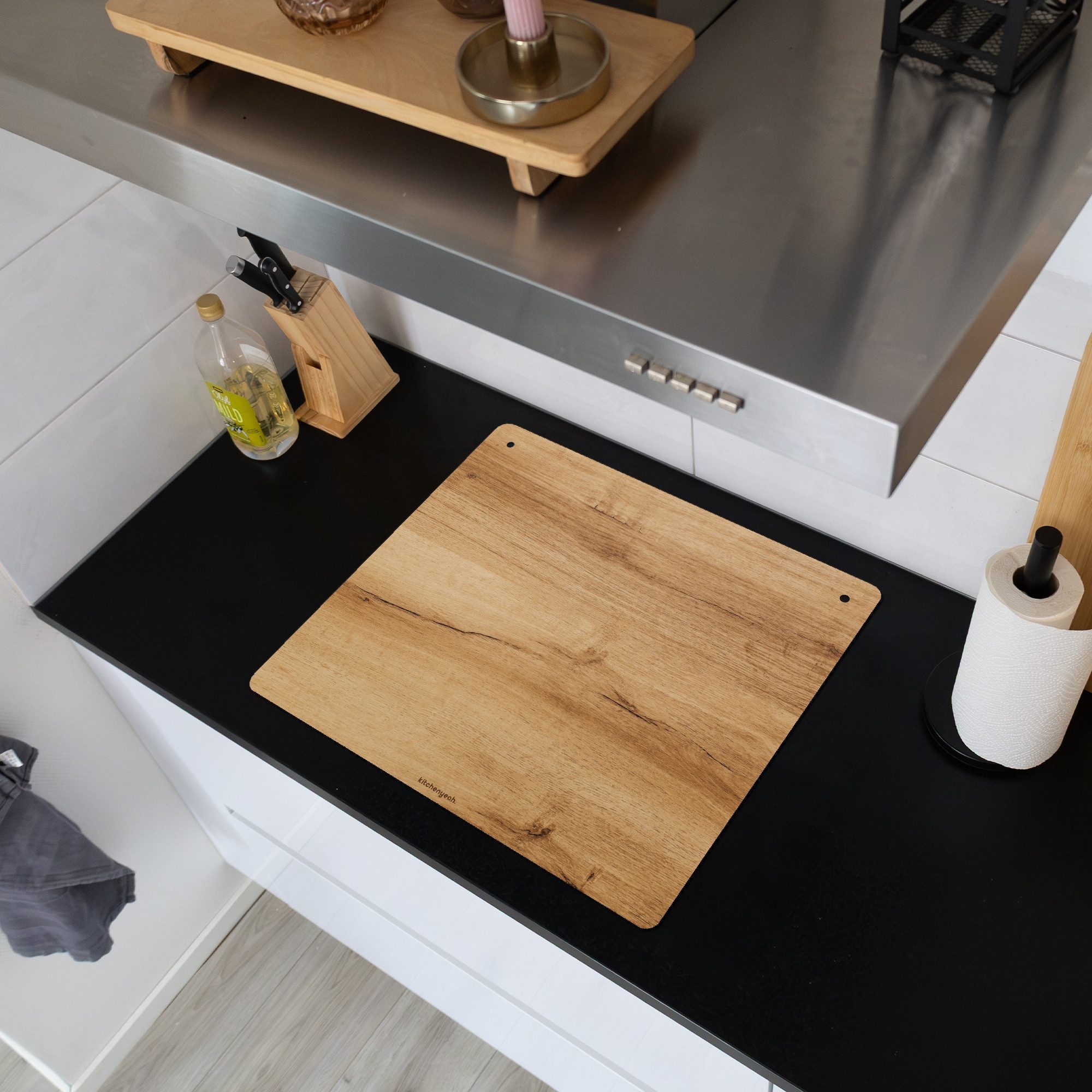 KitchenYeah Küchenrückwand Hellbraun - Holzoptik/print, (1-tlg), Ceranfelda günstig online kaufen