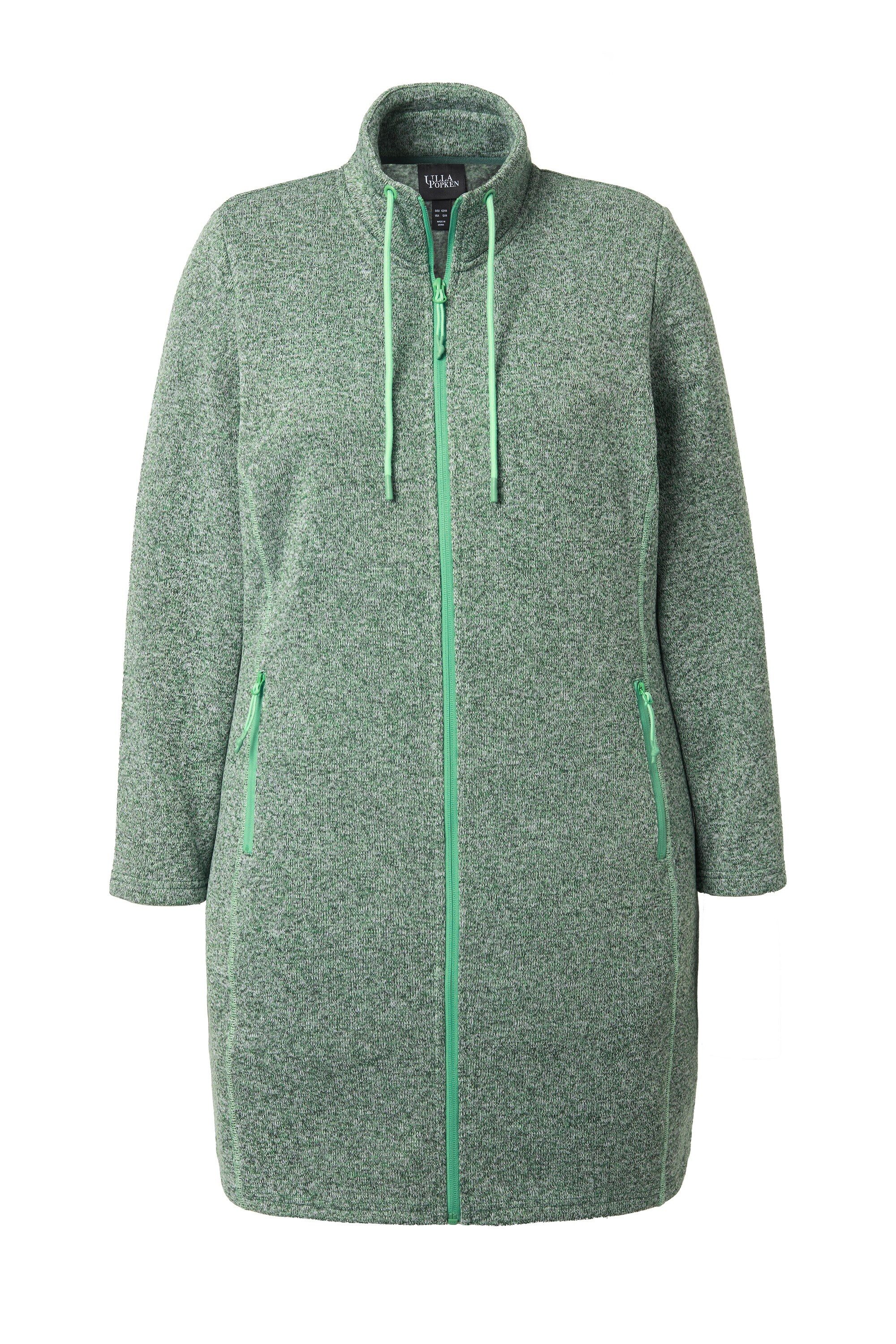 Ulla Popken Sweatjacke Strickfleecejacke Stehkragen lang Zipptaschen günstig online kaufen
