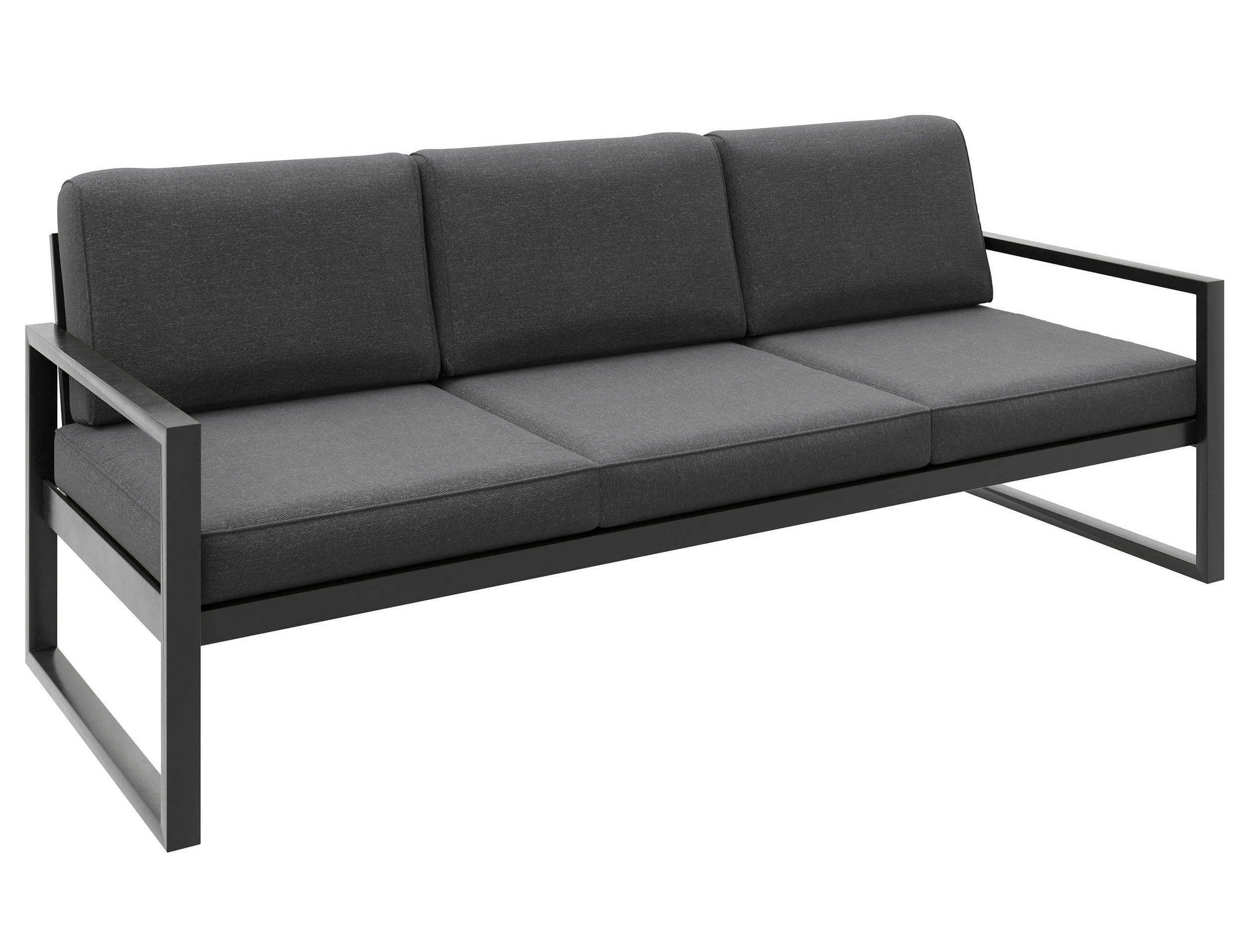 Beautysofa Gartensofa 3-Sitzer STELLA – wasserabweisender Stoff, pulverbeschichtetes Metallgestell, in 3 trendigen Farben: Beige, Hellgrau und Dunkelgrau