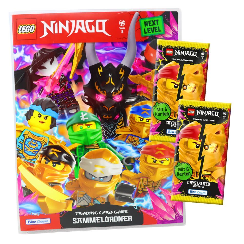 Blue Ocean Sammelkarte Lego Ninjago Karten Trading Cards Serie 8 Next Level - CRYSTALIZED, Ninjago 8 Next Level Crystalized - 1 Mappe + 2 Booster Karten