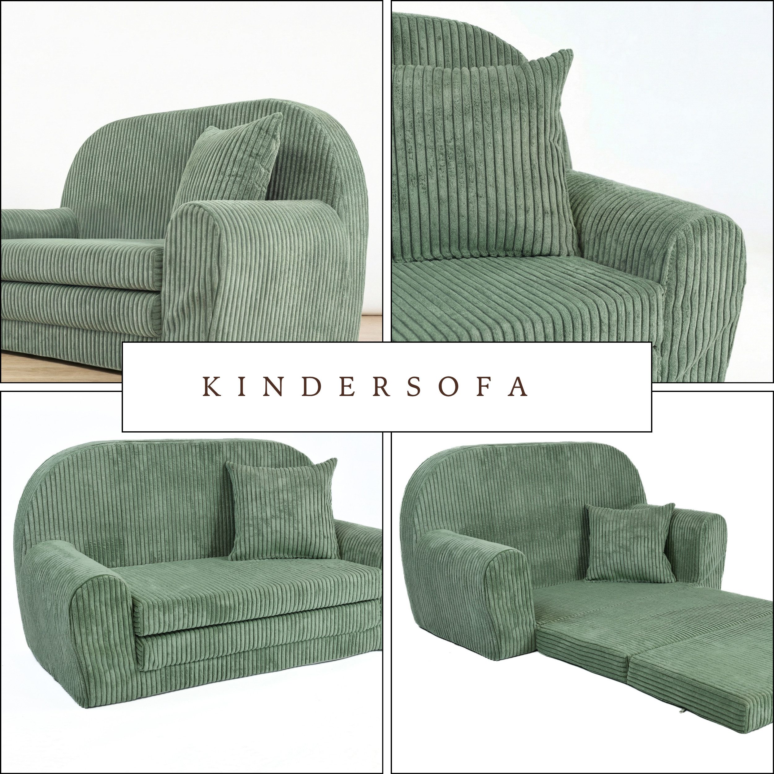FORTISLINE Kindersofa Mini-Sofa Rosalia aus Cord – Komfort, Stil und Sicherheit für Ihr Kind, zusammenklappbar, waschbarer Bezug, keine Montage erforderlich – Bild 4 von 5