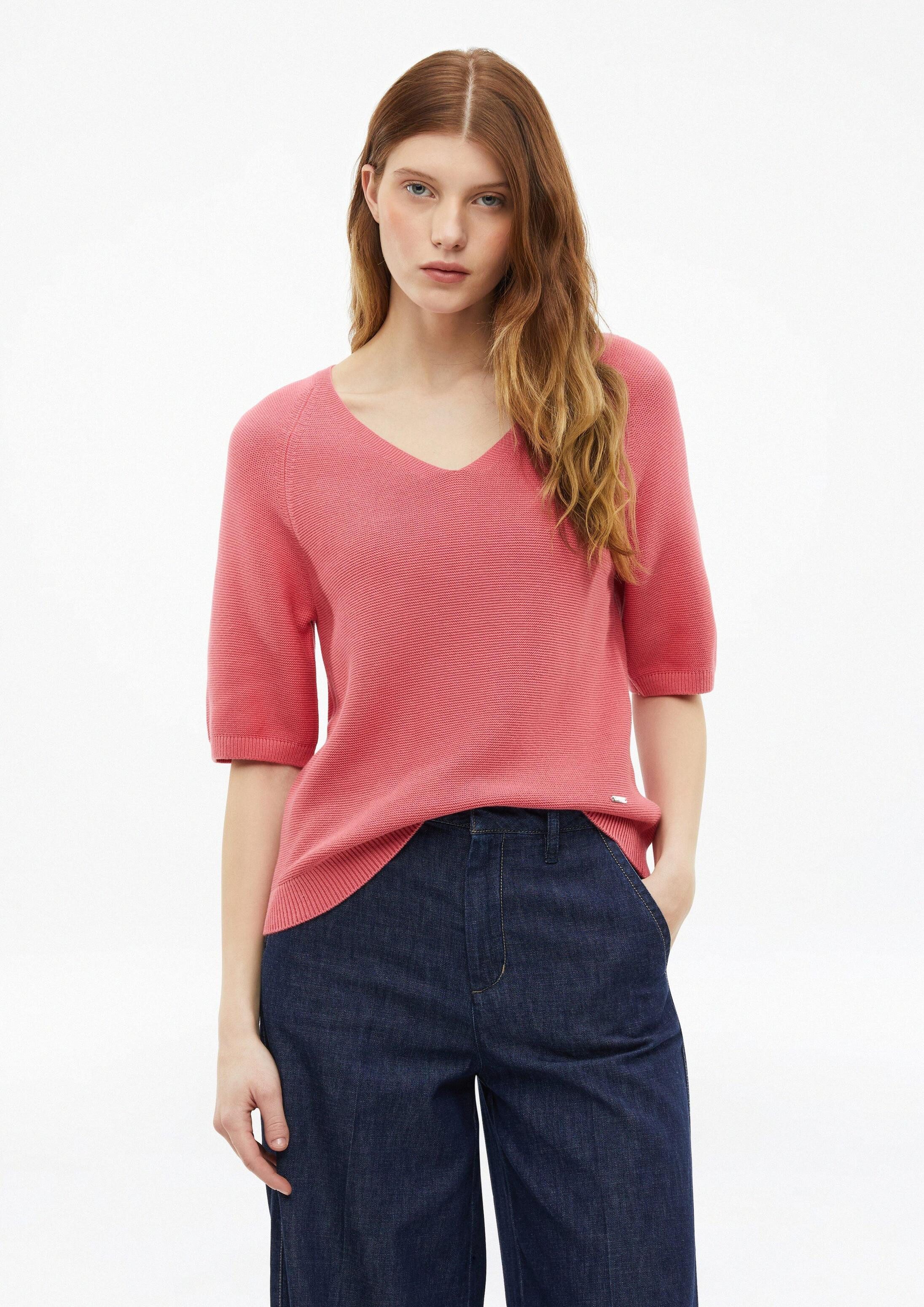 s.Oliver Kurzarmpullover Strickpullover Kurzarm-Strickpullover aus Baumwollmix