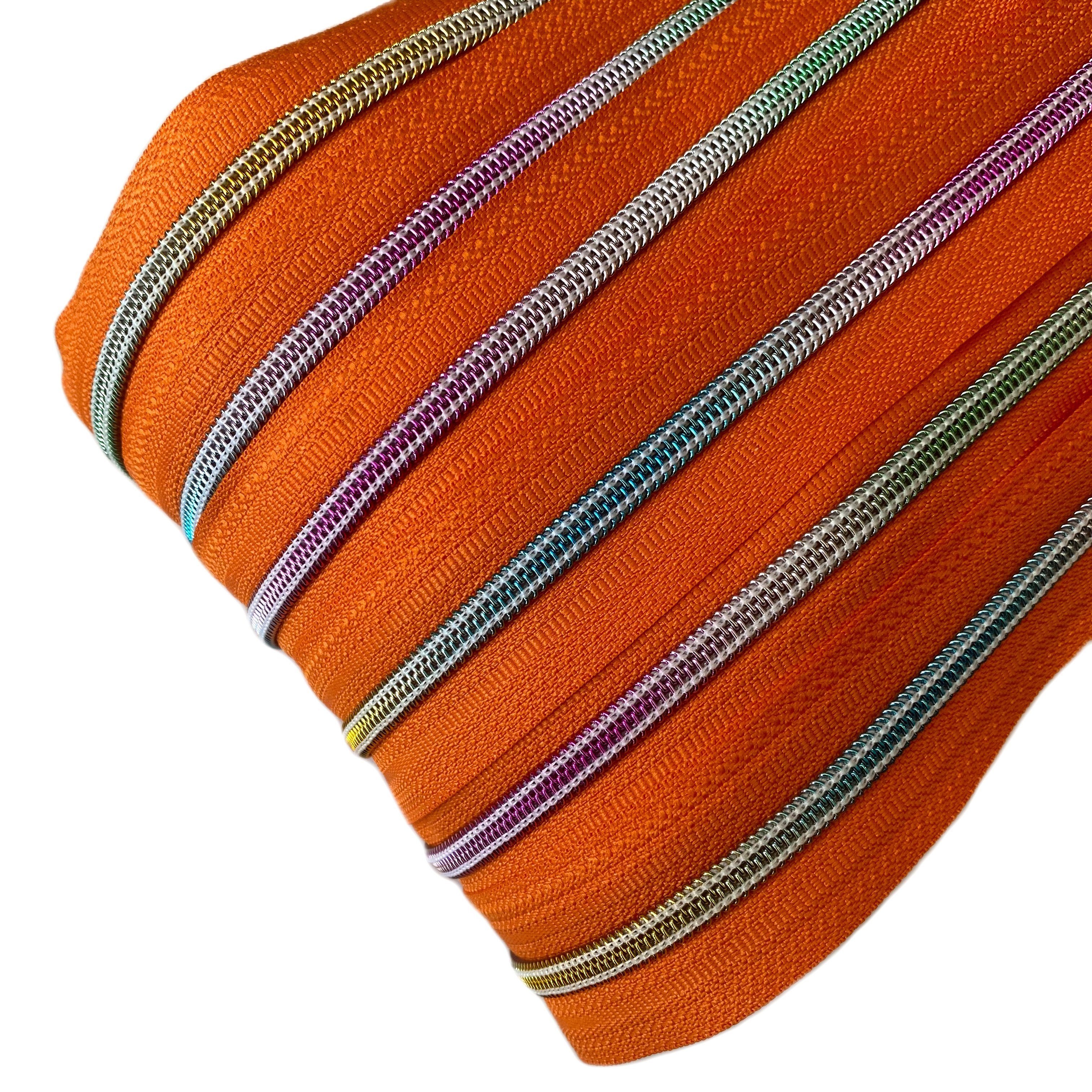 Schnoschi Reißverschluss 6 m endlos Reißverschluss Regenbogen effekt 5 mm Laufschiene + Zipper, Regenbogeneffekt der Laufschiene