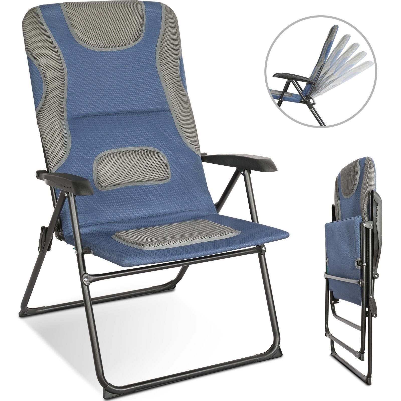 HOMECALL Campingstuhl Gartenstuhl Anglerstuhl Klappstuhl für Wohnwagen Outdoors (1 St), 5 fach Verstellbarer Rückenlehne, Uberhöhe, Gepolsterter Sitz
