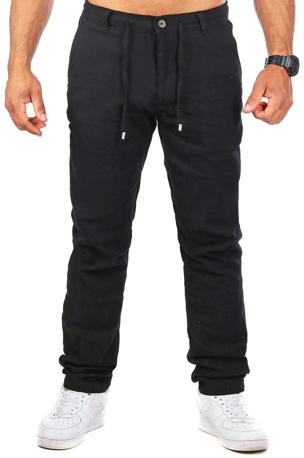 CARISMA Chinos Herren Leinen Baumwoll Mix Hose lang angenehm regular fit 2220-RF in Unifarbe