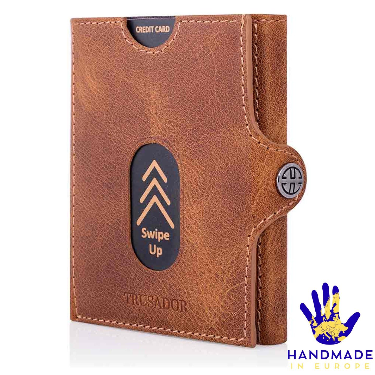 Trusador Mini Geldbörse 'Valencia' - Unisex Slim Wallet - kleiner Leder-Geldbeutel - Münzfach (Handmade, Handarbeit - Made in Europe), Vollnarbenleder, besonders klein, Handarbeit