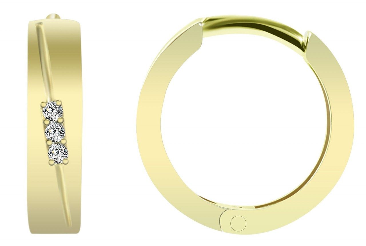 Paar Creolen Damen Creolen aus Gold 585 und Zirkonia Ø 11 mm
