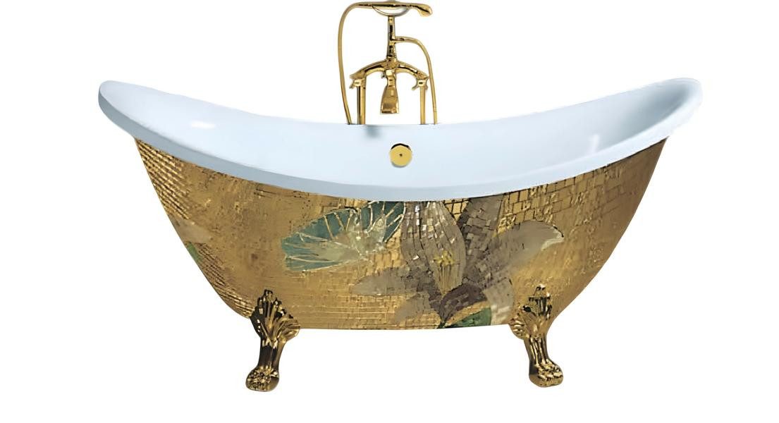 JVmoebel Badewanne Design Badewanne aus Acryl in elegantem Gold mit Komfortfunktion, (1-tlg), Made in Europe