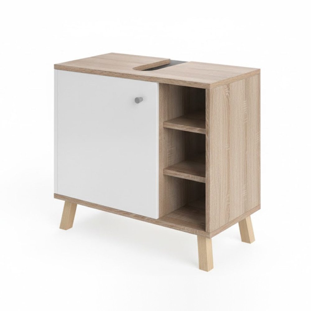 Vicco Waschbeckenunterschrank Senyo, Weiß/Sonoma, 60 x 54 cm (1-St)