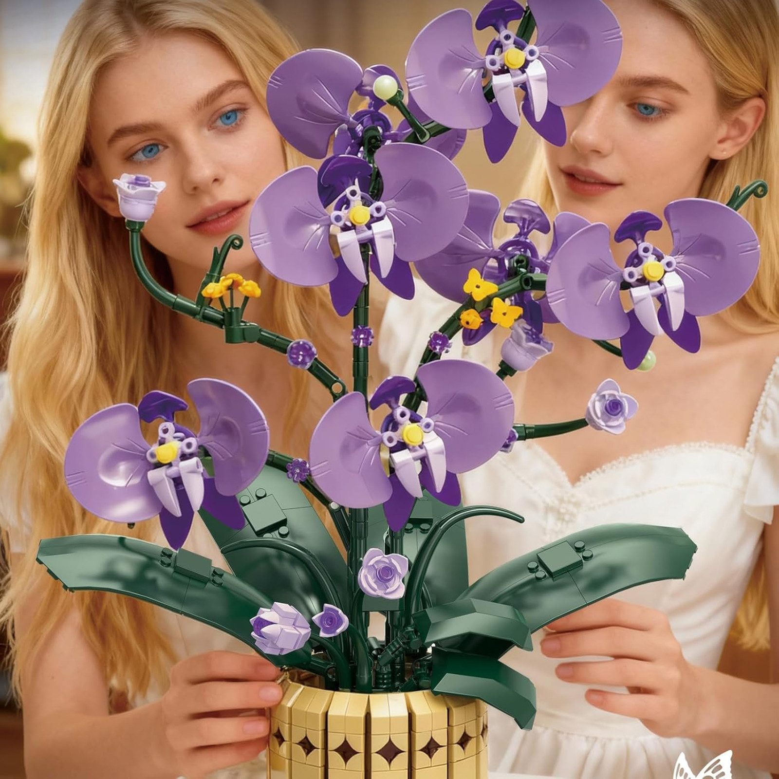 Bundviel Künstliche Blumen Bau-Set Blumentopf-Set Spielzeug Flowers Bausteinen Spielbausteine, (Set, 832 St) – Bild 4 von 5