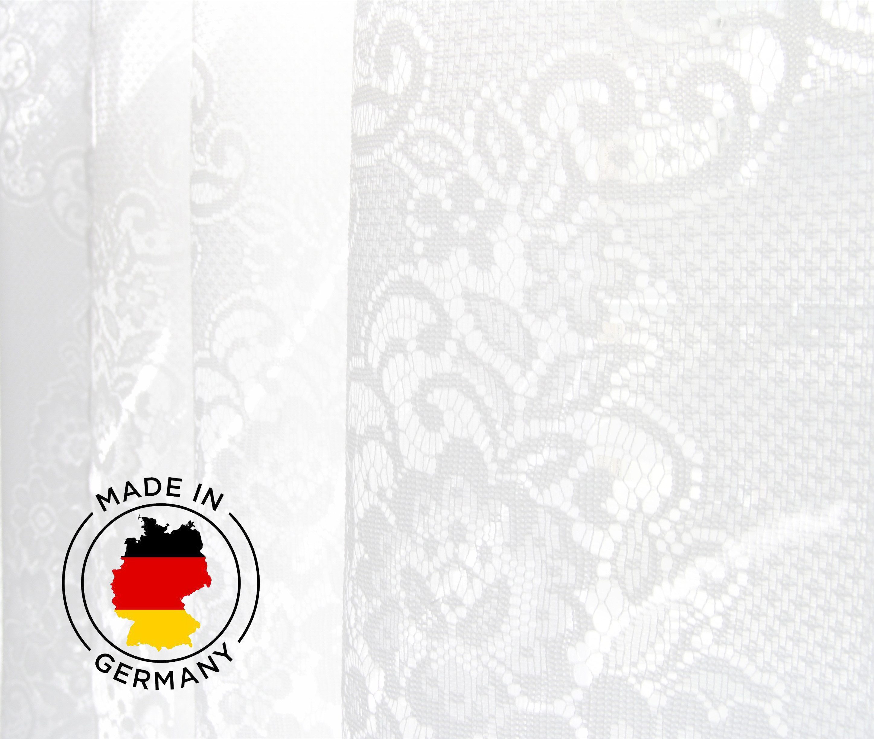 heimtexland Scheibengardine Jacquard C-Bogen Set 2-teilig Bistrogardine Ranke (2 St), Stangendurchzug, halbtransparent, Jacquard, gebogte mit Blumen Bordüre I individuell dekorierbar