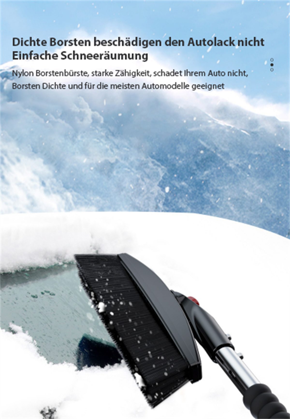 Schwarz und Einziehbares abnehmbares carefully 3-in-1-Auto-Schneeschaufelwerkzeug Eiskratzer selected