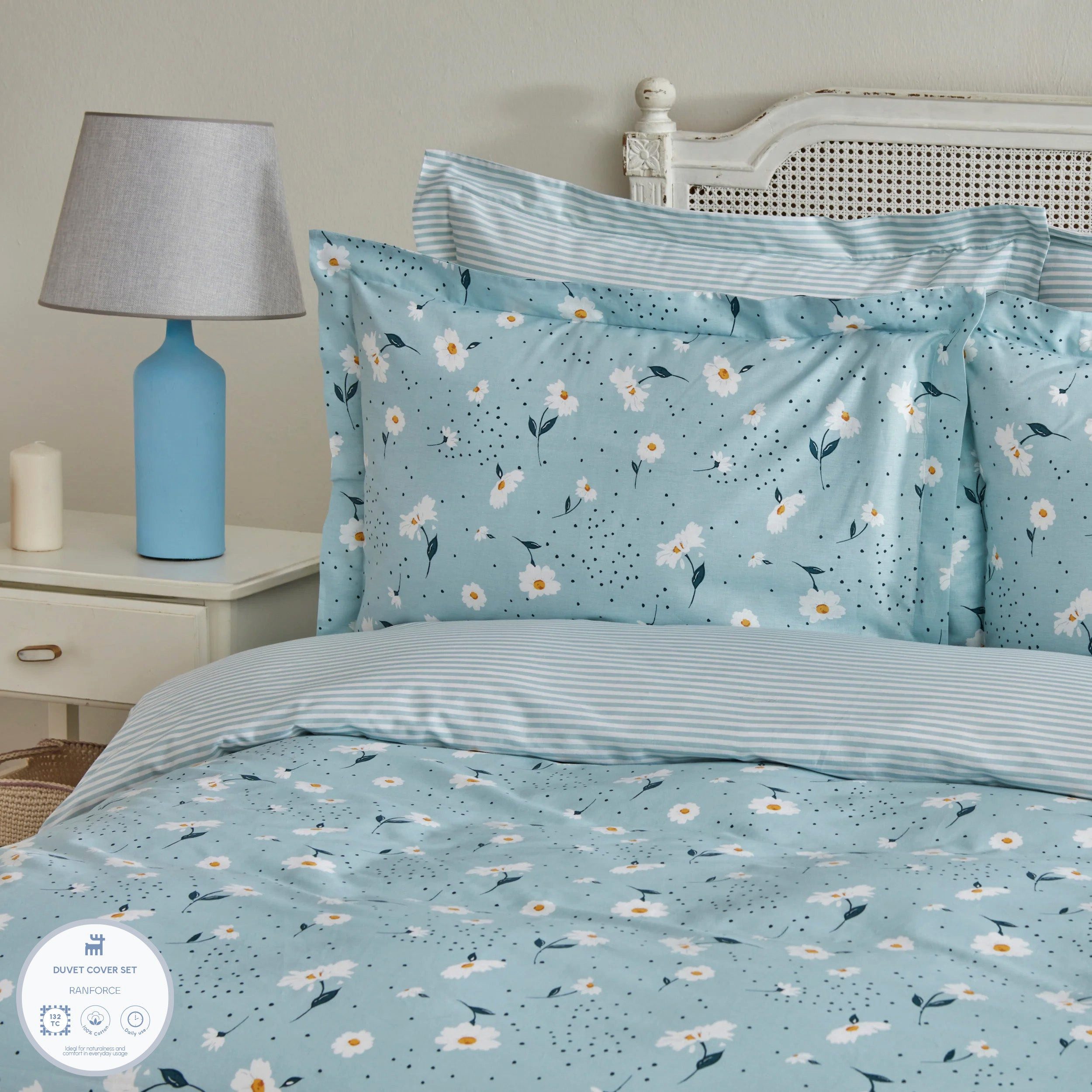 Karaca Bettwäsche Karaca Daisy Einzelbett Bettwäsche Set, 100% Baumwolle, Mint