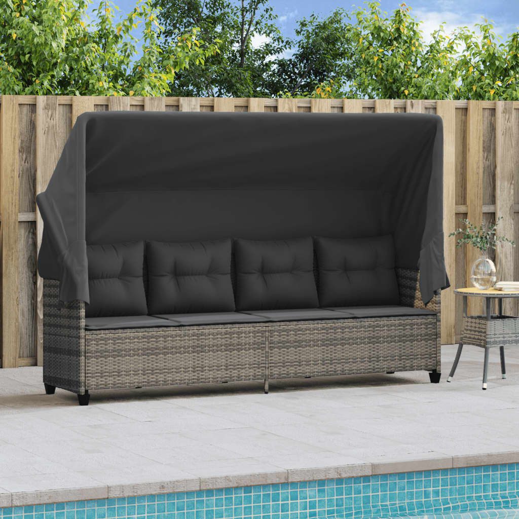vidaXL Gartenliege Sonnenliege mit Dach und günstig online kaufen