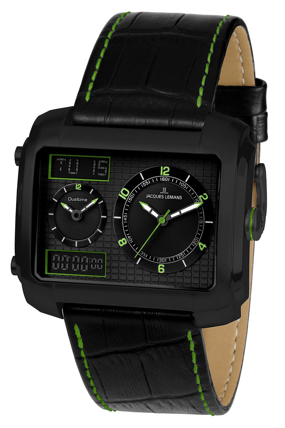 Jacques Lemans Quarzuhr AnaDigi Schwarz/Grün günstig online kaufen