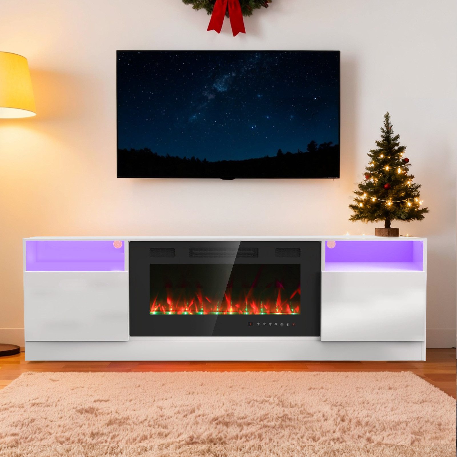 oyajia Elektrokamin Elektrischer Kamin mit TV-Schrank, Heizung, 3D-Flammene günstig online kaufen