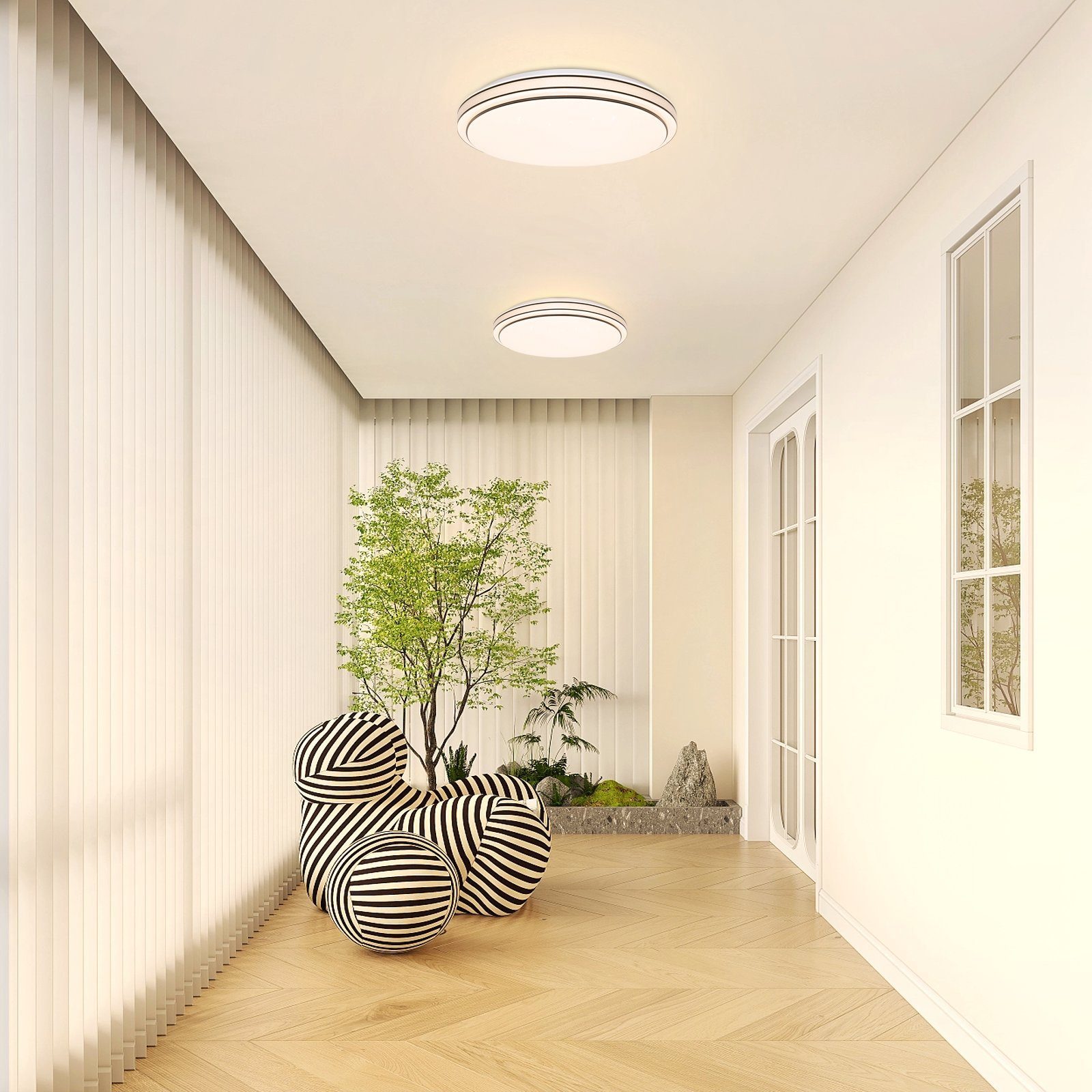 ZMH LED Deckenleuchte Wohnzimmer Ø18/27 Modern Küchenlampe Flur Schlafzimmer, LED fest integriert, Warmweiß, 12W, 3000K, warmweiß, 27×27×6cm – Bild 4 von 5