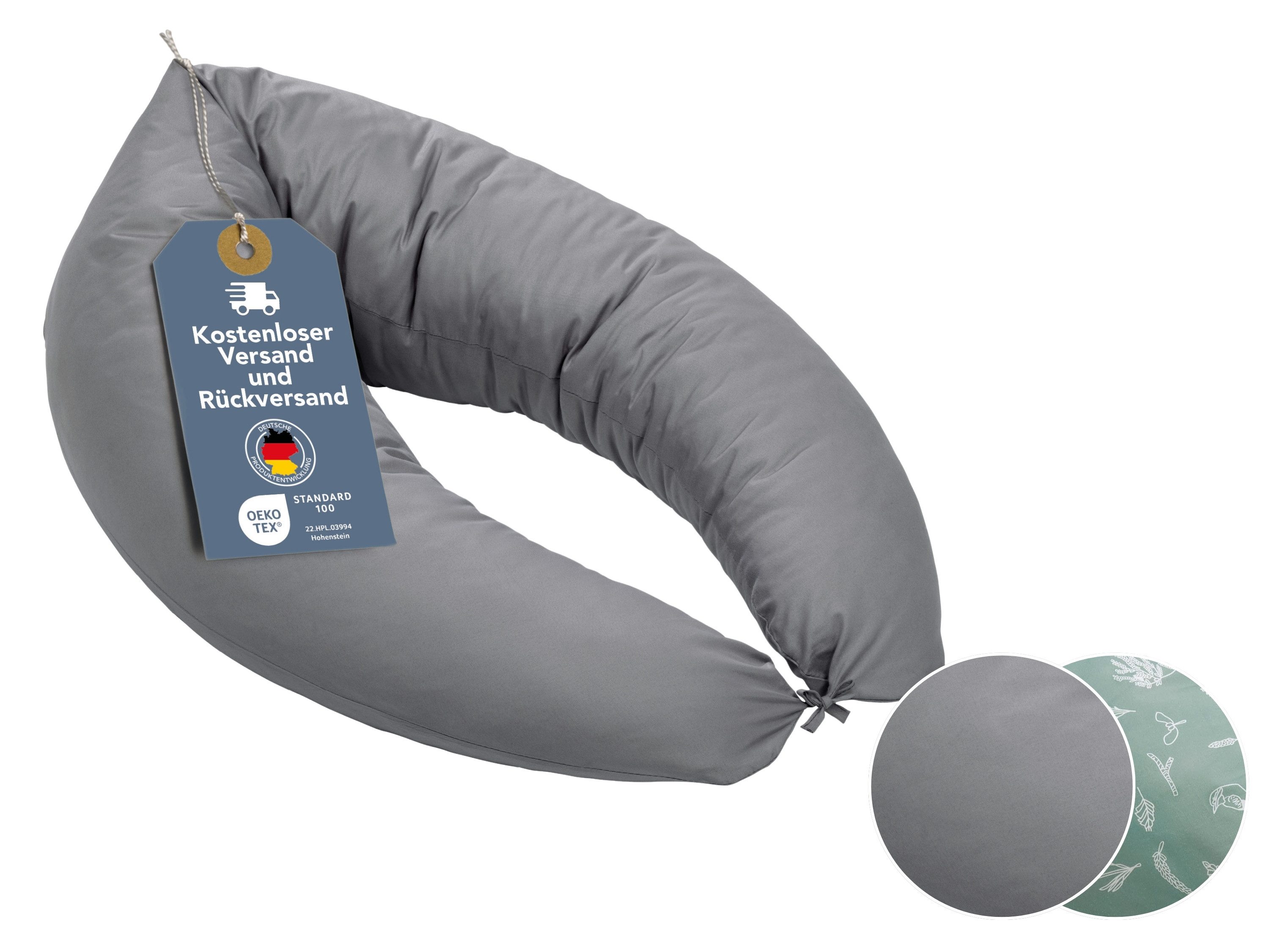 XDREAM Stillkissen Schwangerschaftskissen, Lagerungskissen, mit weichem Microfaserbezug, 1-tlg., XXL Stillkissen, Seitenschläferkissen mit Bändern zum Knoten, 190 cm