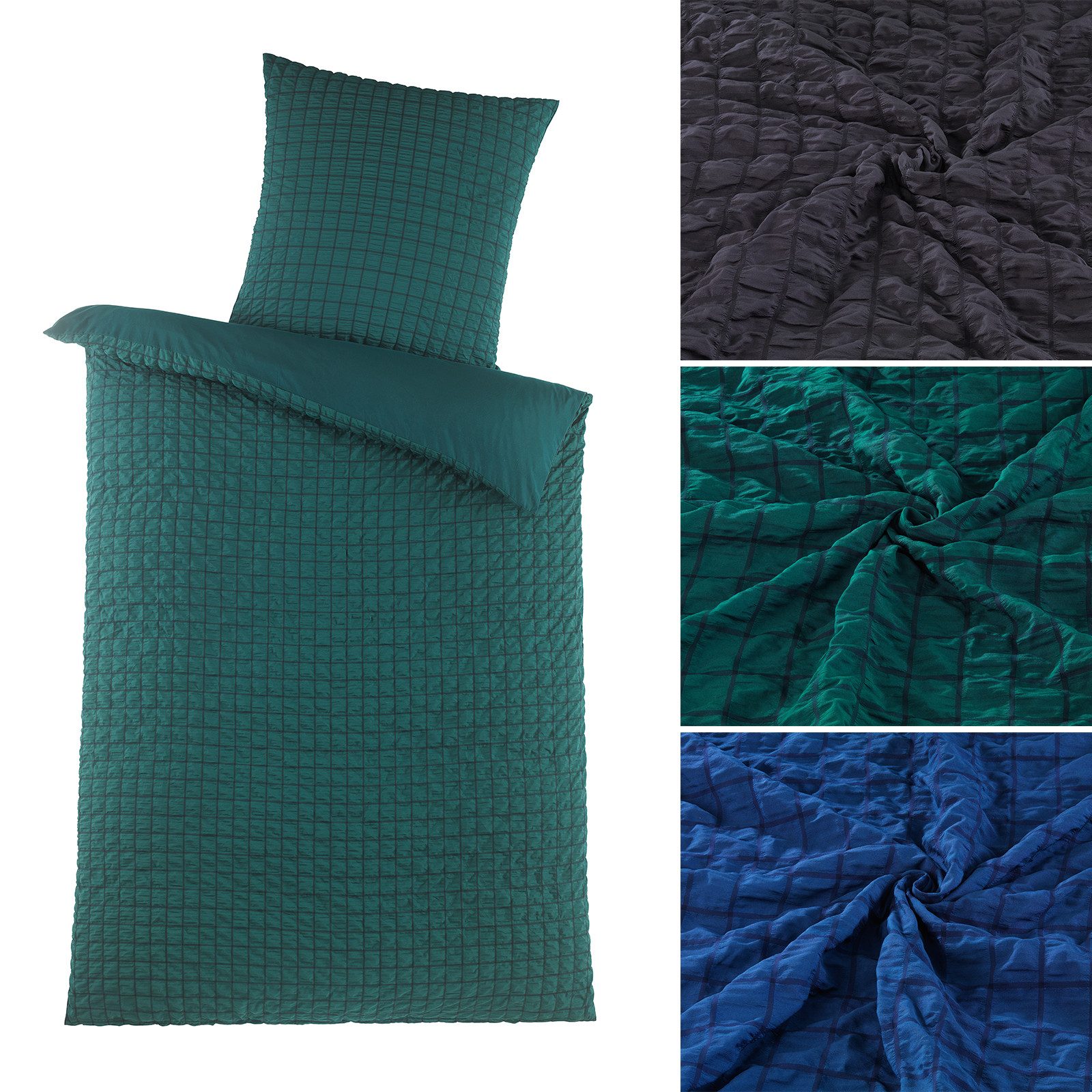 Visaggio Bettwäsche Seersucker Bettbezug Set Quadrat Gestreift, Seersucker, günstig online kaufen