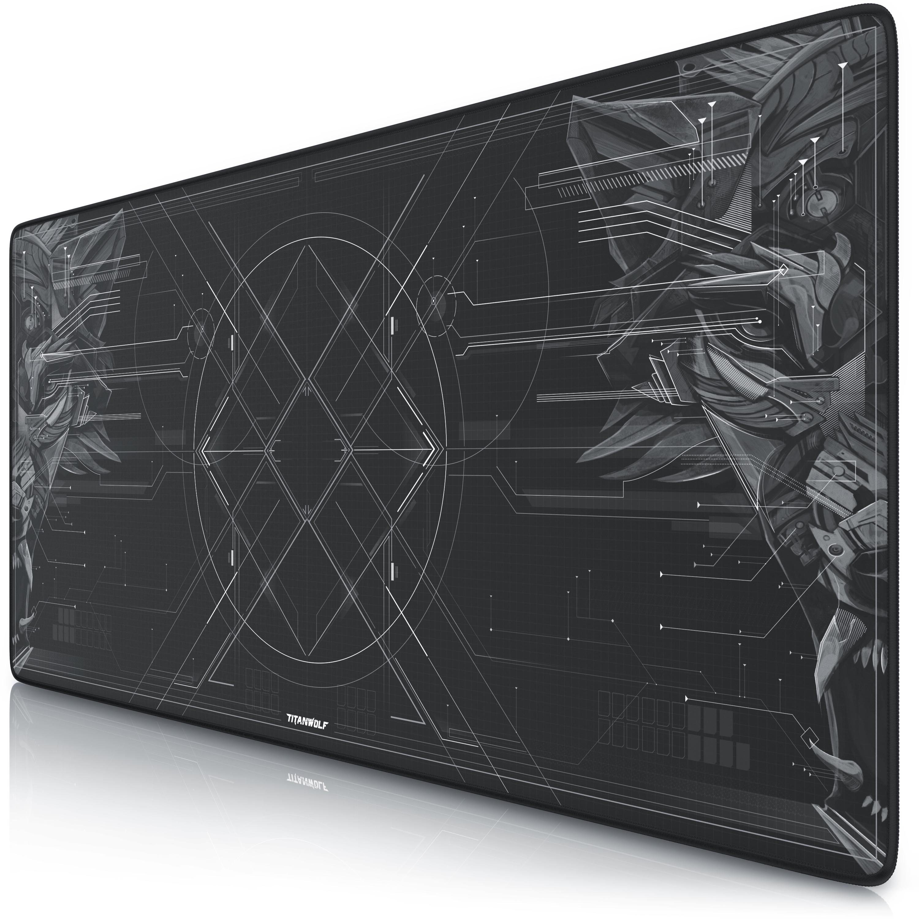 Titanwolf Gaming Mauspad XXL Speed Mousepad 900 x 400 x 3 mm, große Tischunterlage, Large Size (1-St), rutschfest, abwaschbar, für Geschwindigkeit & Präzision, HUD Motiv