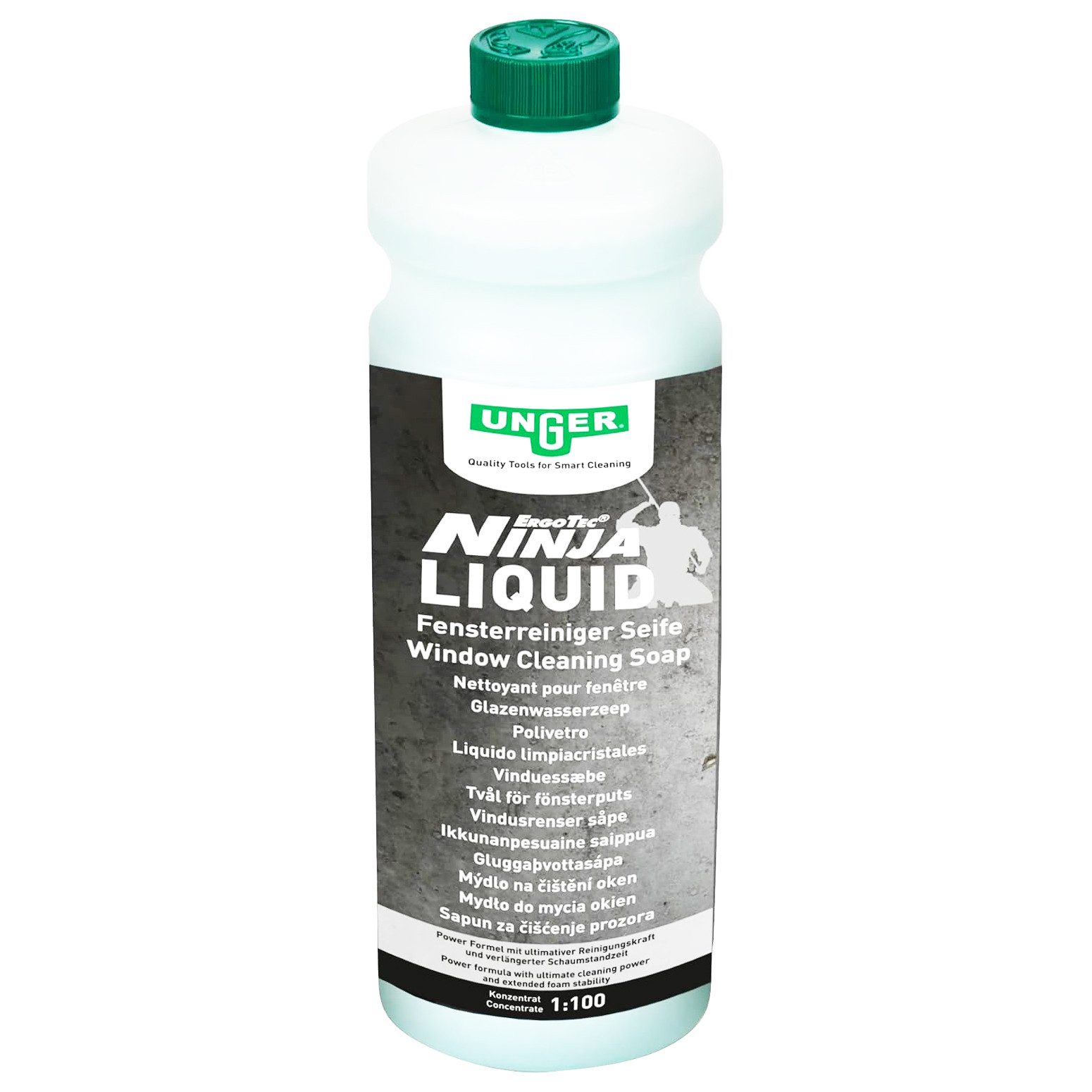Unger Ninja Liquid 1 l Fensterreinigungs-Seife, flüssig. Power Formel mit ve Glasreiniger