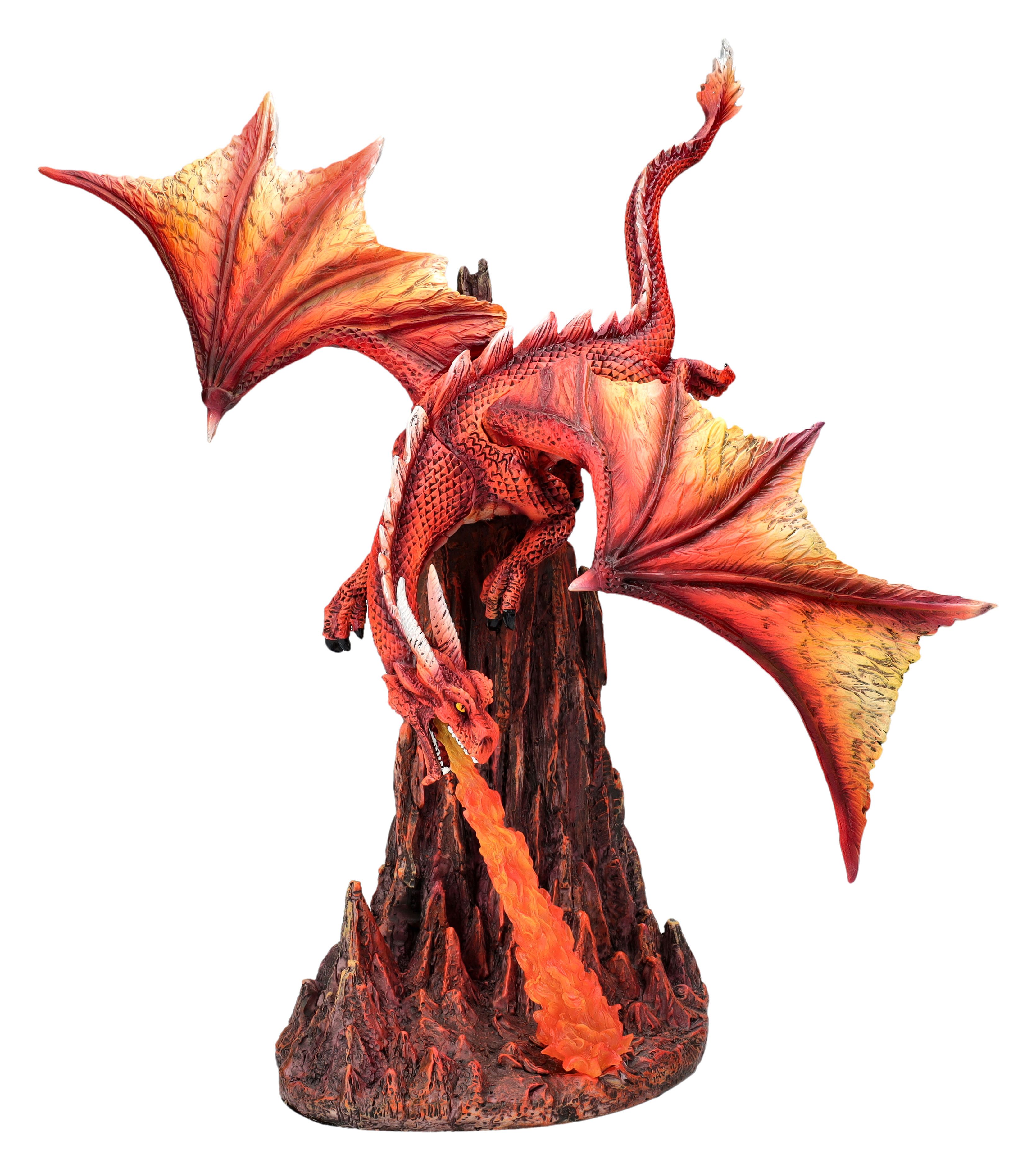 Figuren Shop GmbH Fantasy-Figur Drachenfigur rot - Höllenfeuer - magischer Drache Fantasy Dekofigur