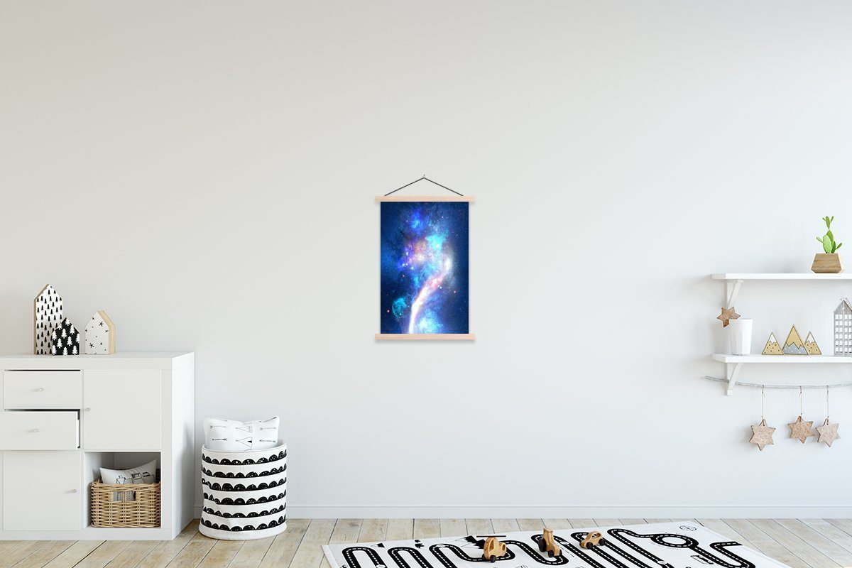 MuchoWow Poster Sterne - Blau - Weltraum, (1 St), Posterleiste, Textilposter für Wohnzimmer, Bilderleiste, Magnetisch