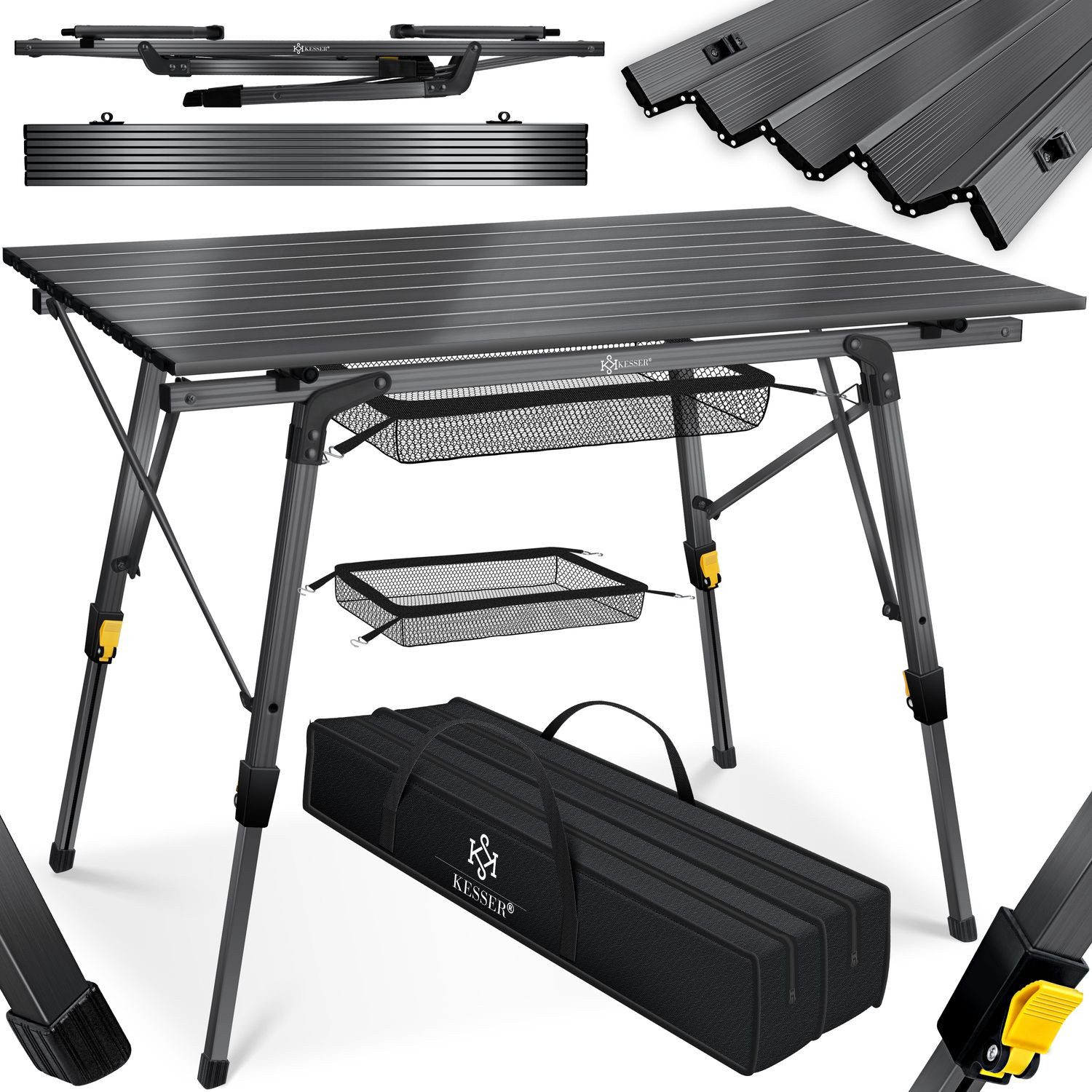 KESSER Campingtisch, Klapptisch faltbar & höhenverstellbar mit aufrollbarer günstig online kaufen