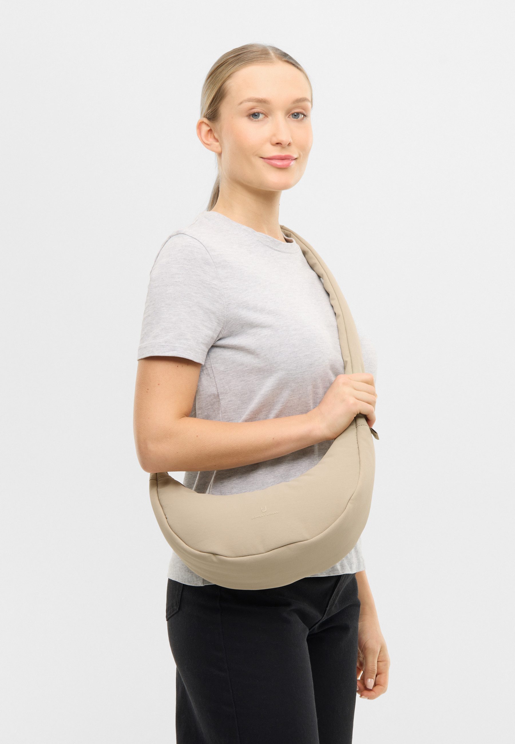 Johnny Urban Umhängetasche Lou Medium Half Moon Bag, Wattierte Halbmondtasche, Zwei Looks in Einem