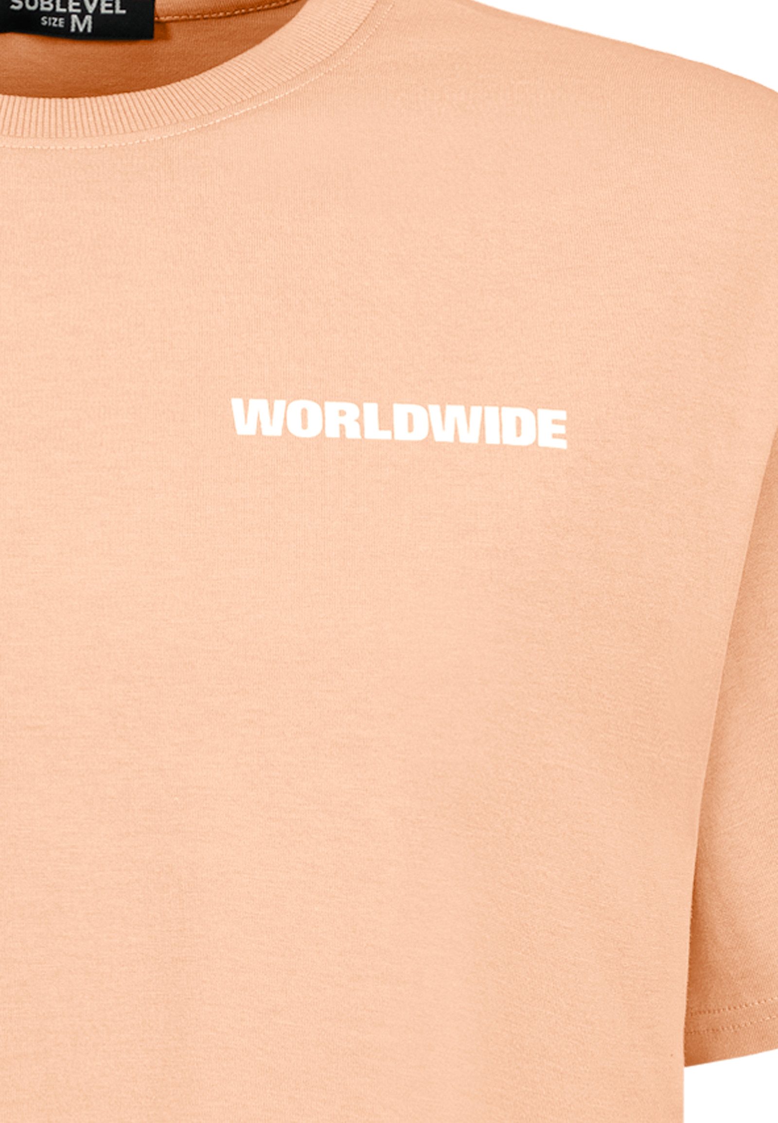 SUBLEVEL T-Shirt Baumwollshirt Worldwide Print Relaxed Fit T-Shirt, Front- und Backprint, Worldwide