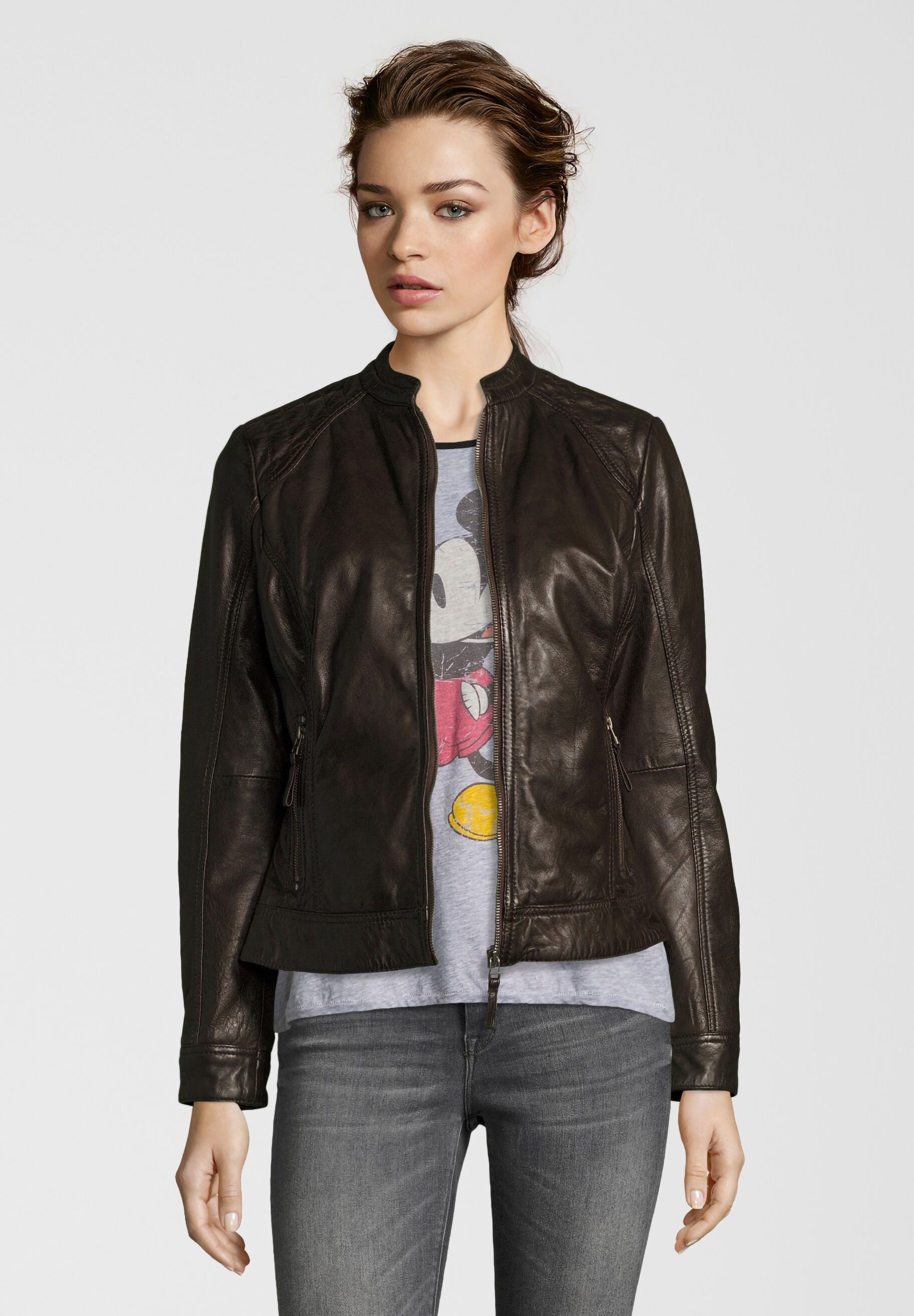 7eleven Lederjacke ROSALIE (1-St) mit Stehkragen günstig online kaufen