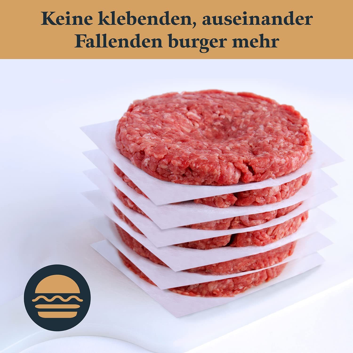 GOURMEO Backpapier Burger STK., 14x14 Burgerpapier Papier 500 14x14 für Stück 500 cm Burgerpresse Burgerpressen für - cm