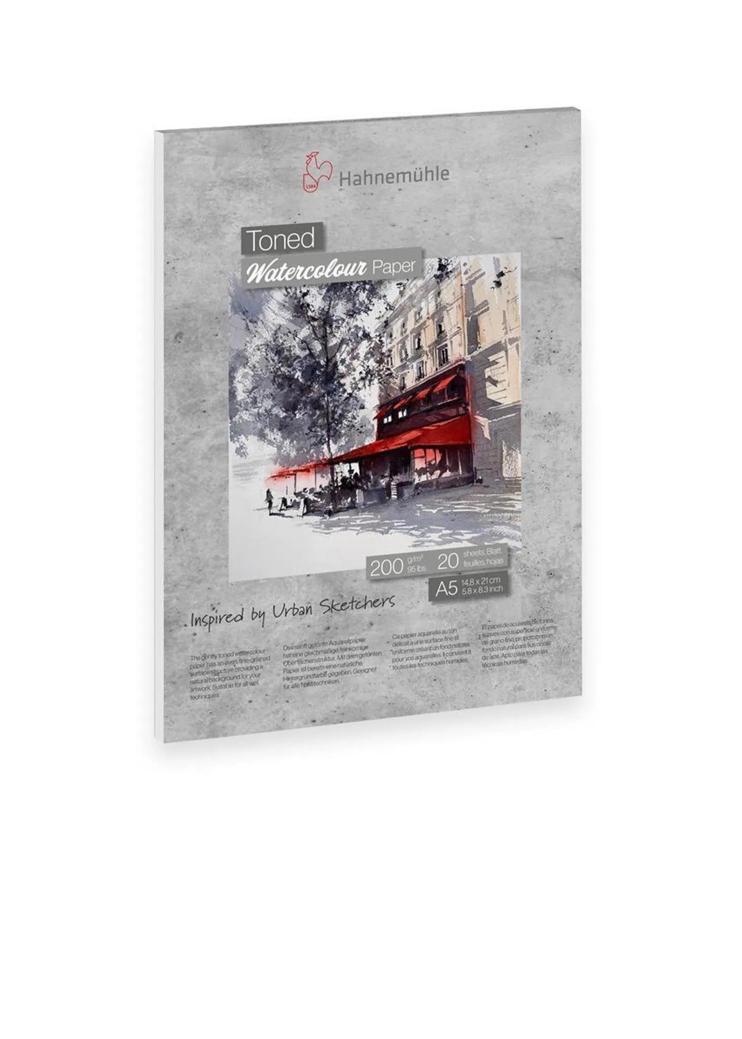 Hahnemühle Aquarellblock Toned Watercolour Paper Aquarellpapier A5 14,8x21cm 200g/m², grau