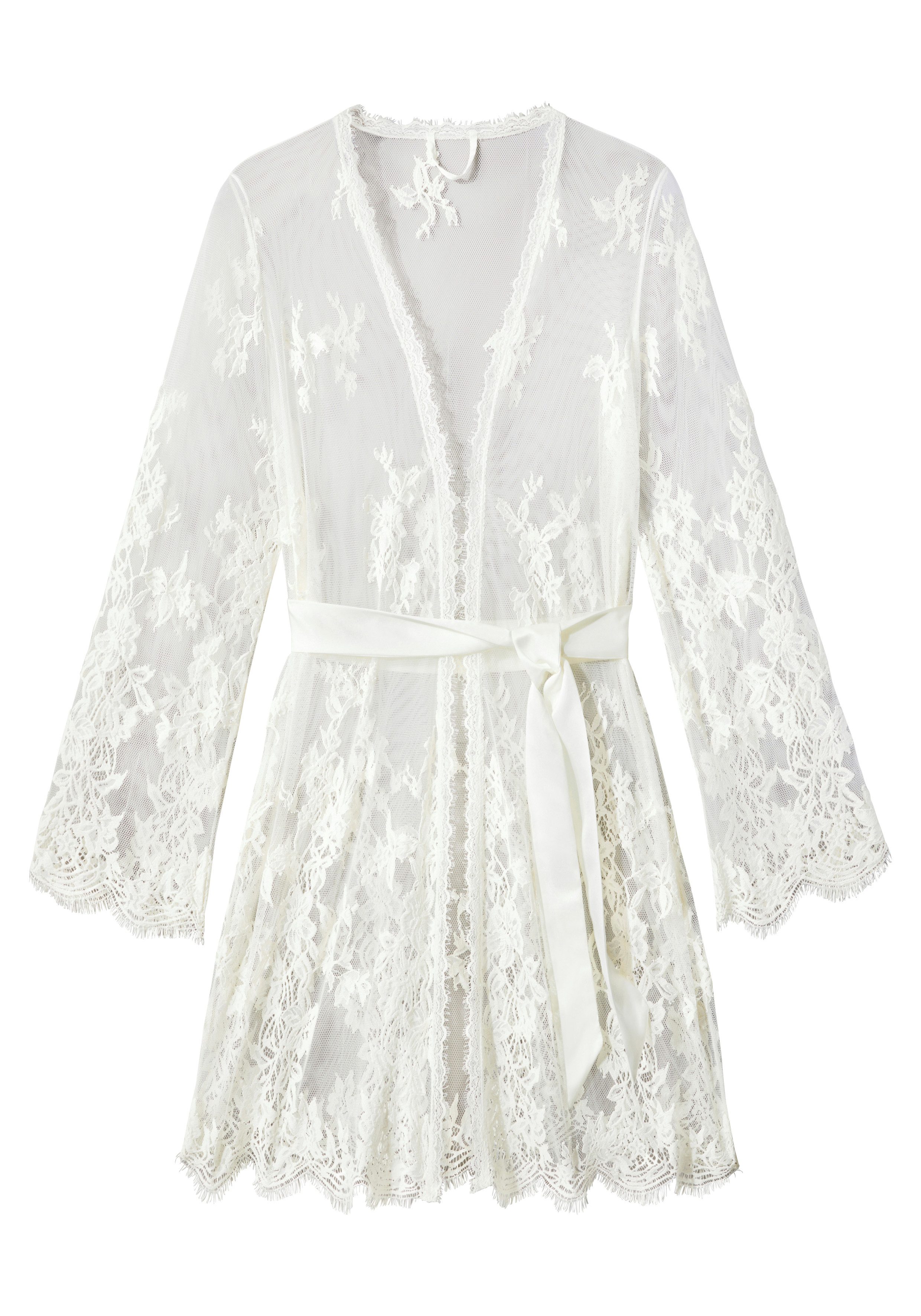 LASCANA Kimono, Gürtel, aus traumhafter Eyelash-Spitze, günstig online kaufen