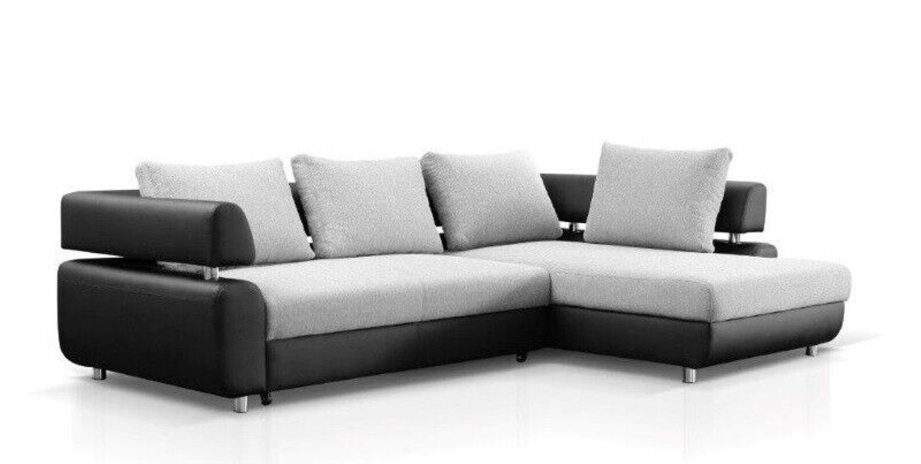 Europe in + JVmoebel Wohnlandschaft Bettfunktion Ecksofa Ecksofa Ecke Couch Sofa Polster, Made Ecksofa Weiß/Schwarz