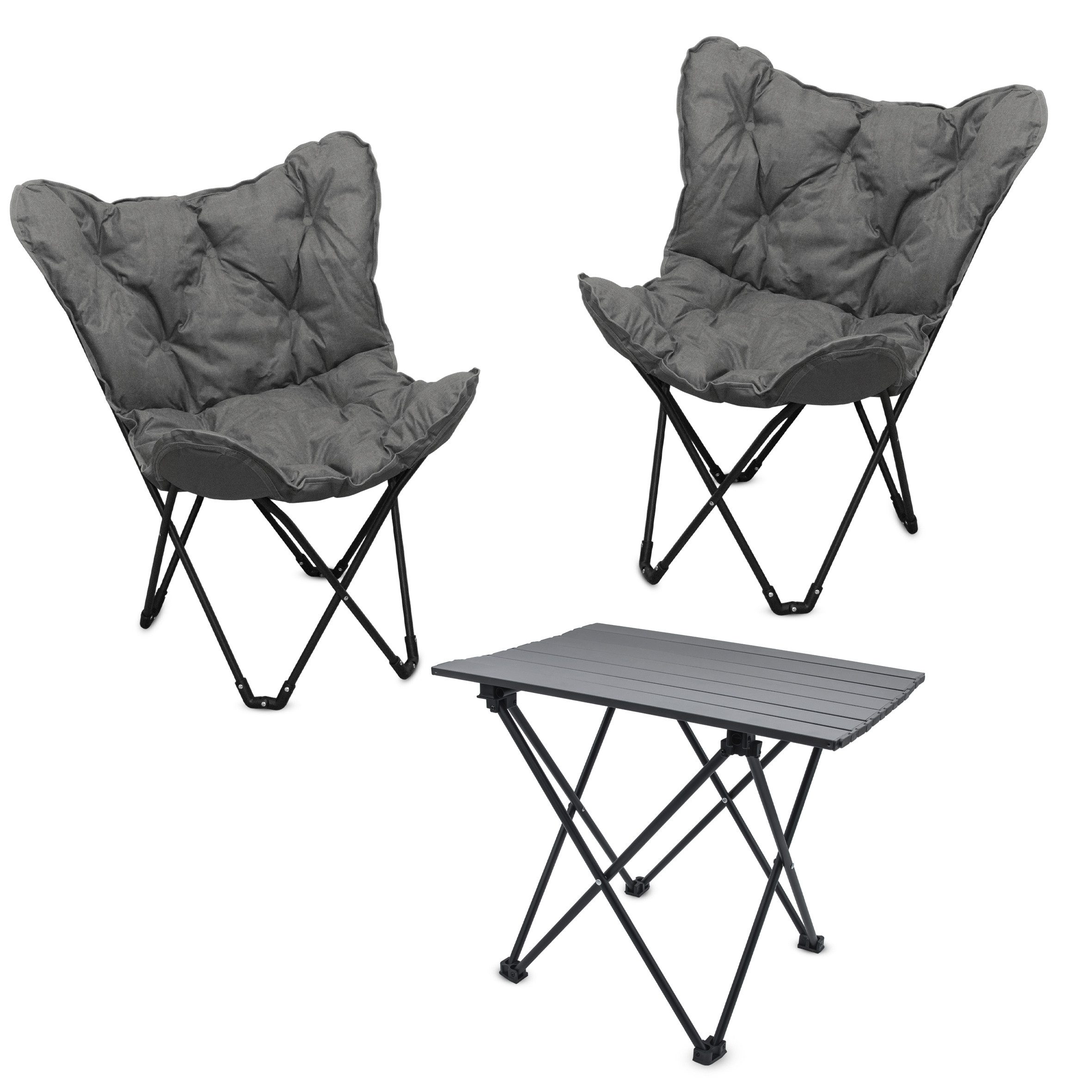 Spetebo Sitzgruppe Camping mit Aluminium Klapptisch inklusive Tragetasche, (Anzahl, 1-tlg., Stück), Inklusive 2 Tragetaschen