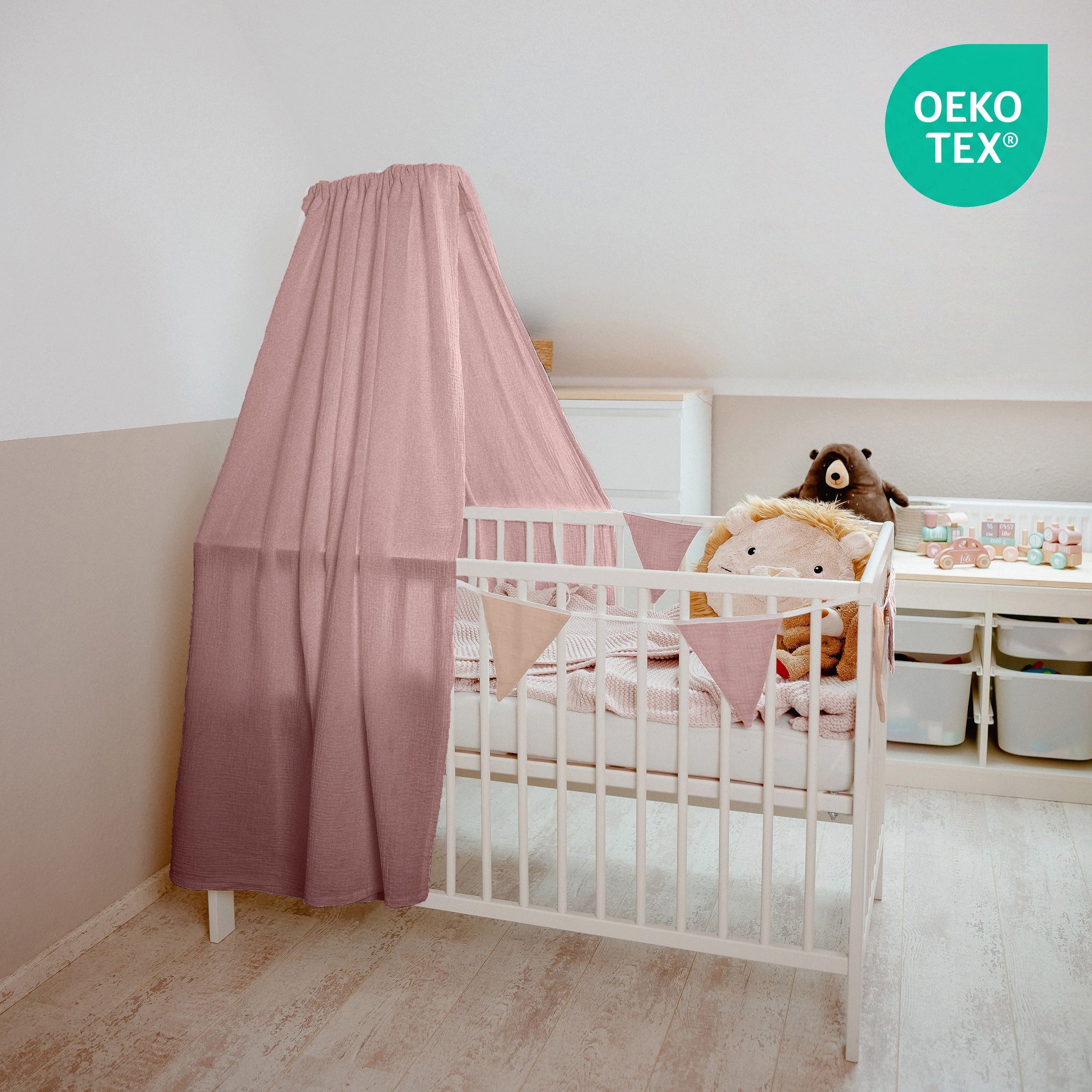 lilimaus Betthimmel für Babybett aus 100% Musselin - luftiger Baldachin (1-tlg), behaglicher Rückzugsort im Babybett - sanft zu zarter Babyhaut